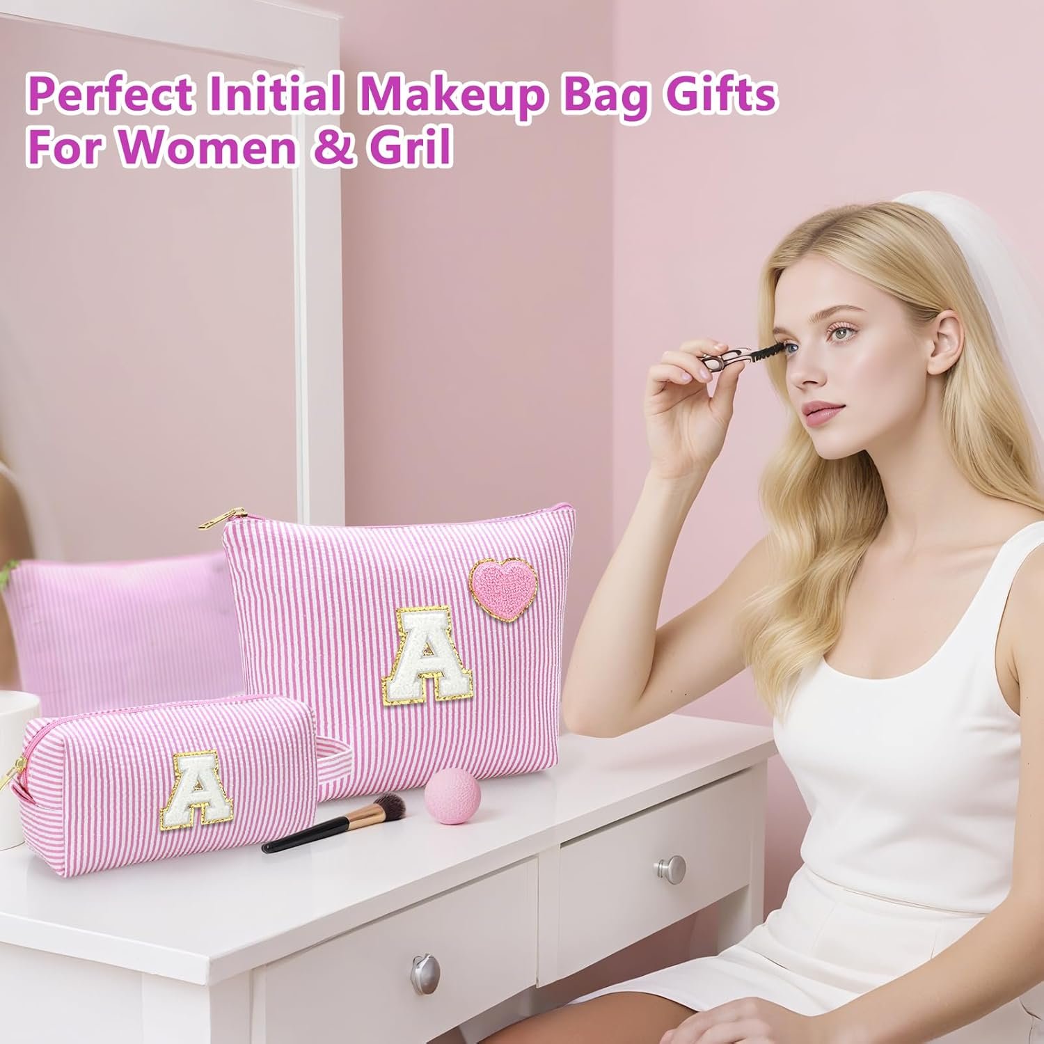 Private Label Personalized Preppy Initial Makeup Cosmetic Bags Manufacturer Trendy Toiletry Travel Pouches for Teen Girls Kids Women Letter Pouch Purse Holiday Birthday Gifts Custom Logo 2pack (A, Purple) Private Label Personalized Preppy Initial Makeup Cosmetic Bags Manufacturer Trendy Toiletry Travel Pouches for Teen Girls Kids Women Letter Pouch Purse Holiday Birthday Gifts Custom Logo 2pack (A, Purple)