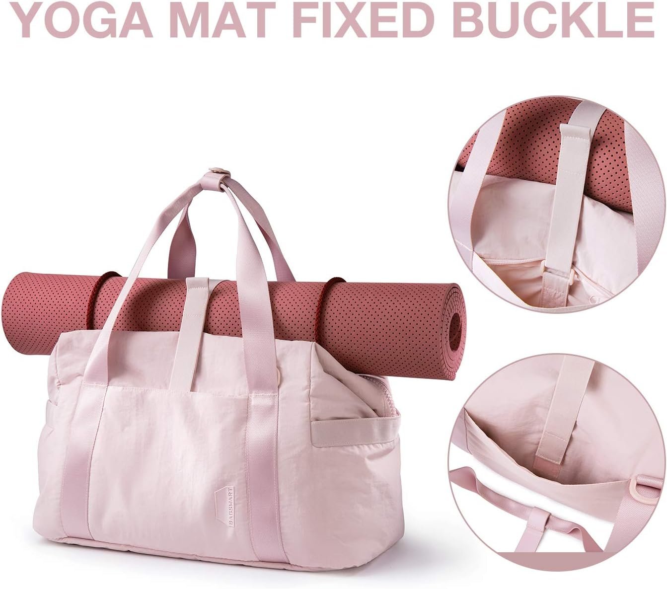 Manufacturer Gym Bag for Women, Custom Logo Carry-On Weekender Overnight Duffel Bag with Trolley Sleeve, Private Label Personal Item Travel Tote Workout Dance Bag (Pink, Medium)