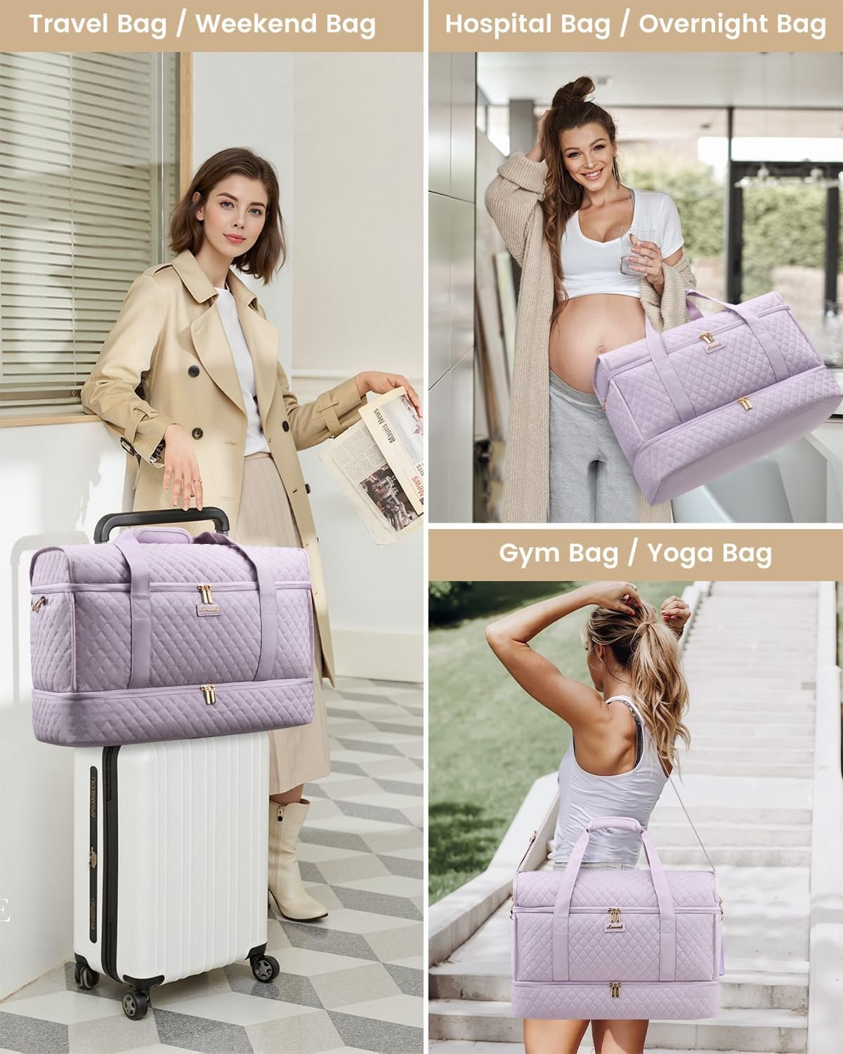 Private Label Large Travel Duffle Weekender Bag for Women with Shoe Compartment Custom Logo Overnight Hospital Labor Delivery Bag Carry On Personal Item Yoga Gym Duffel Manufacturer