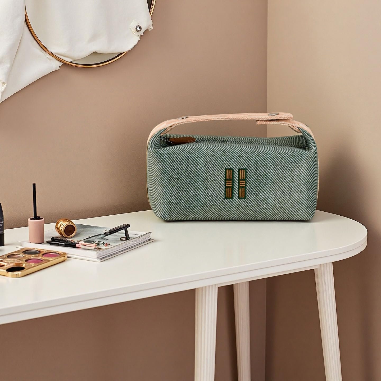 Custom Logo Orange Red Canvas Hanging Makeup Cosmetic Travel Bag Organizer for Women Private Label Manufacturer