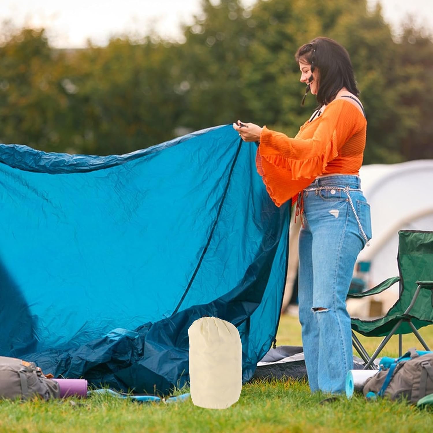 Private Label Jacket Storage Bag Drawstring Stuff Sack Lightweight Waterproof Travel Organizer Custom Logo for Jackets and Raincoats Portable Compression Clothes Pouch Manufacturer 16.5cm Diameter x 33cm Height