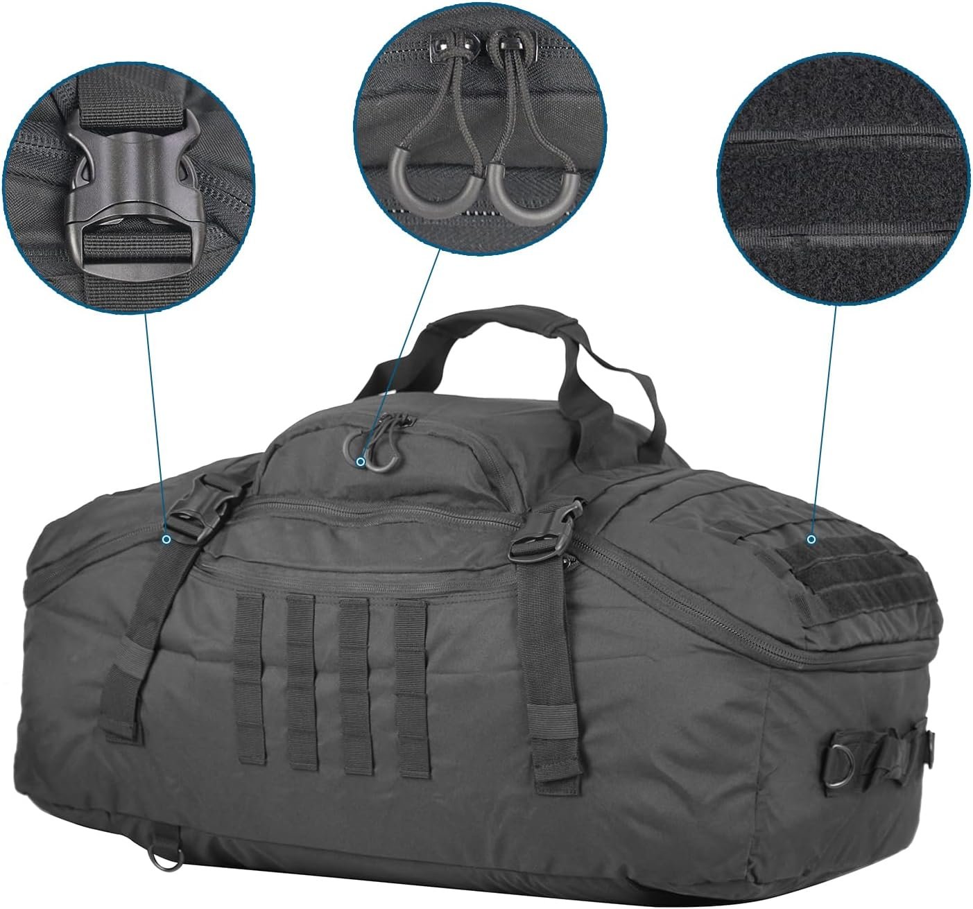 Factory Men's Gym Backpack - Private Label Sports Duffel Travel Bag with Three Ways of Carrying Custom Logo (Black-60L)