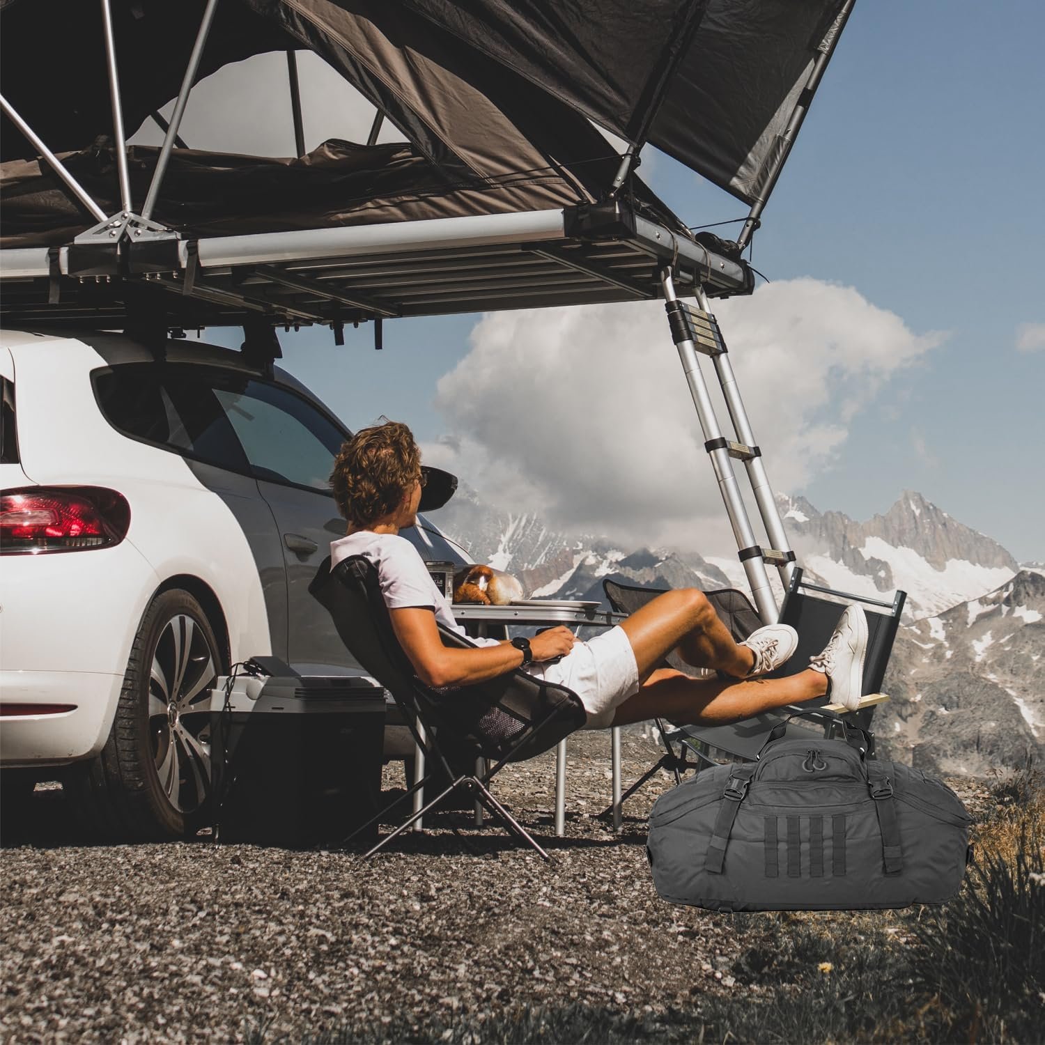 Factory Men's Gym Backpack - Private Label Sports Duffel Travel Bag with Three Ways of Carrying Custom Logo (Black-60L)