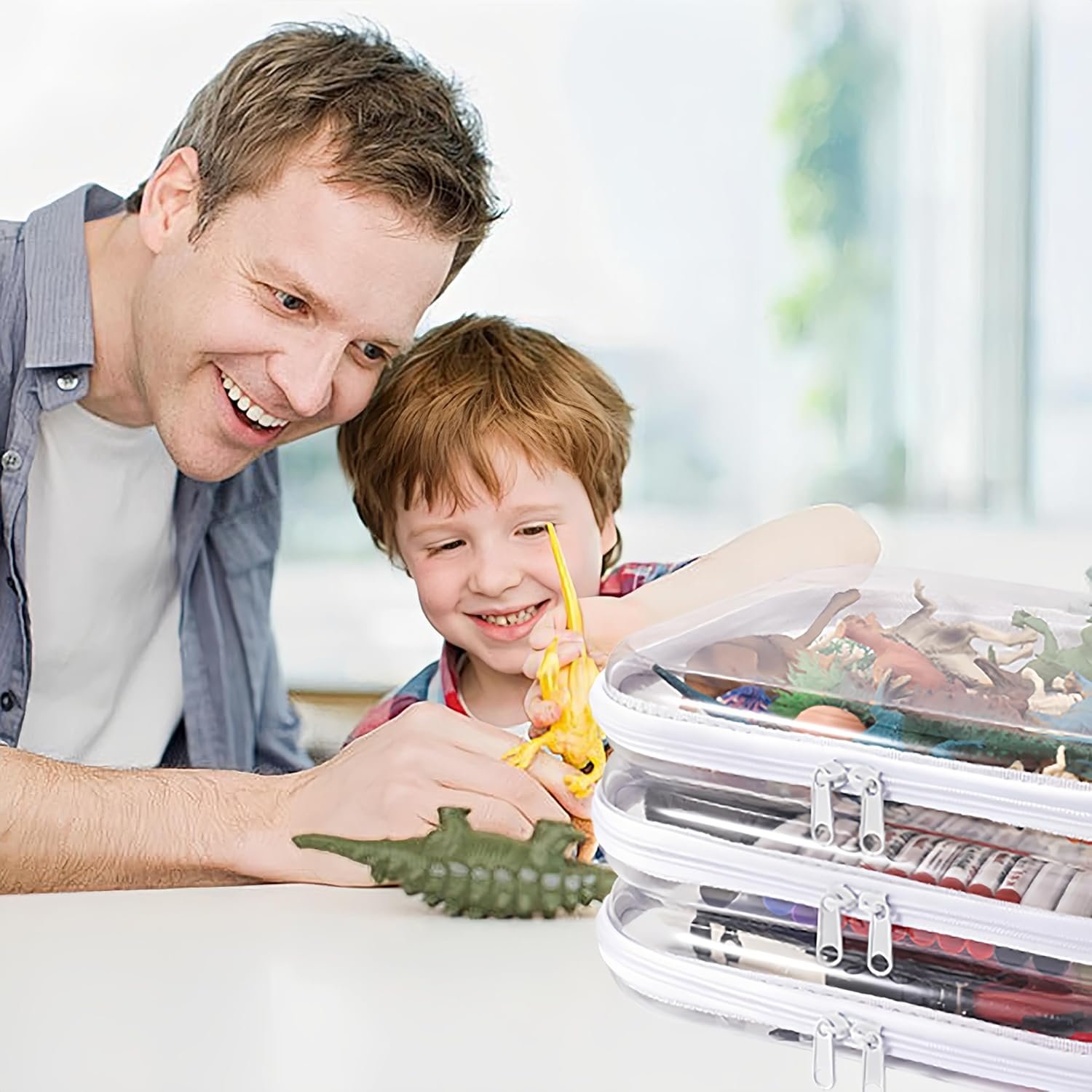 Custom Logo Clear Hard Plastic Double Zipper Pouch with 3pcs Private Label Portable Travel Organizer for Toy Storage Manufacturer