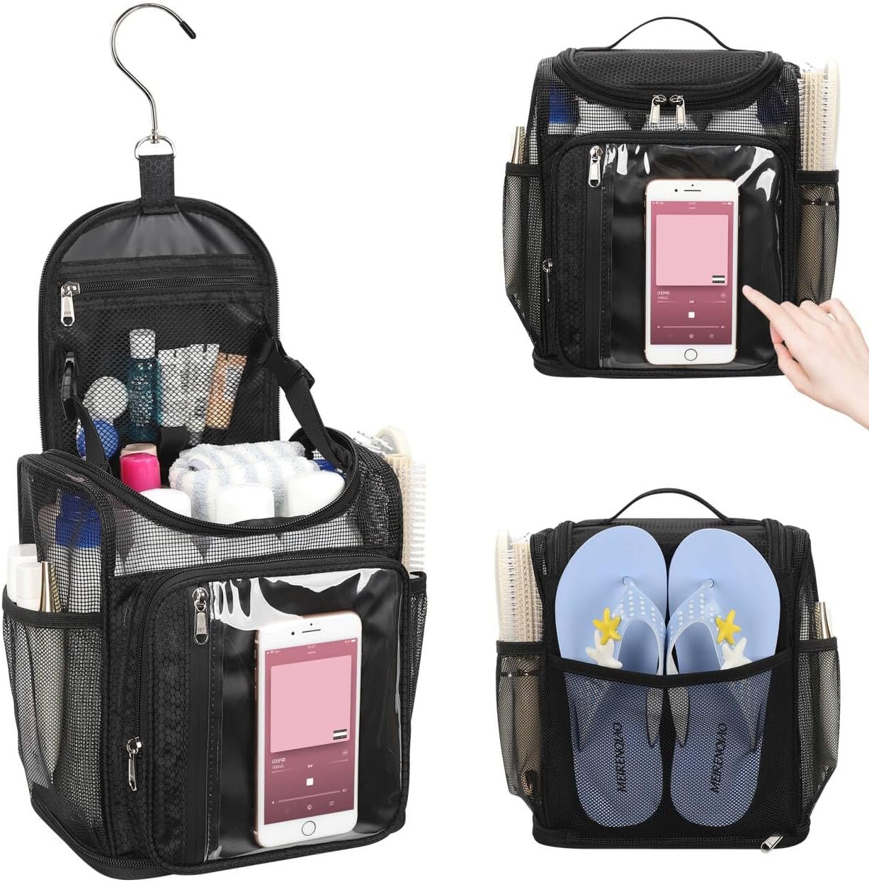 Manufacturer Hanging Shower Caddy Portable Large Capacity Travel Toiletry Bag for Men & Women Custom Logo Quick Dry Tote with Stain Resistant Bottom for Dorm Bathroom Beach Camp Gym Private Label