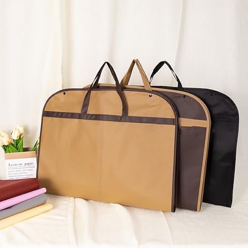 Premium Custom Logo Non-Woven Garment Bags for Suits Jackets & Dresses - Private Label Durable Hanging Storage with Carry Handles - Brown Travel & Closet Organizer for Easy Packing by Manufacturer