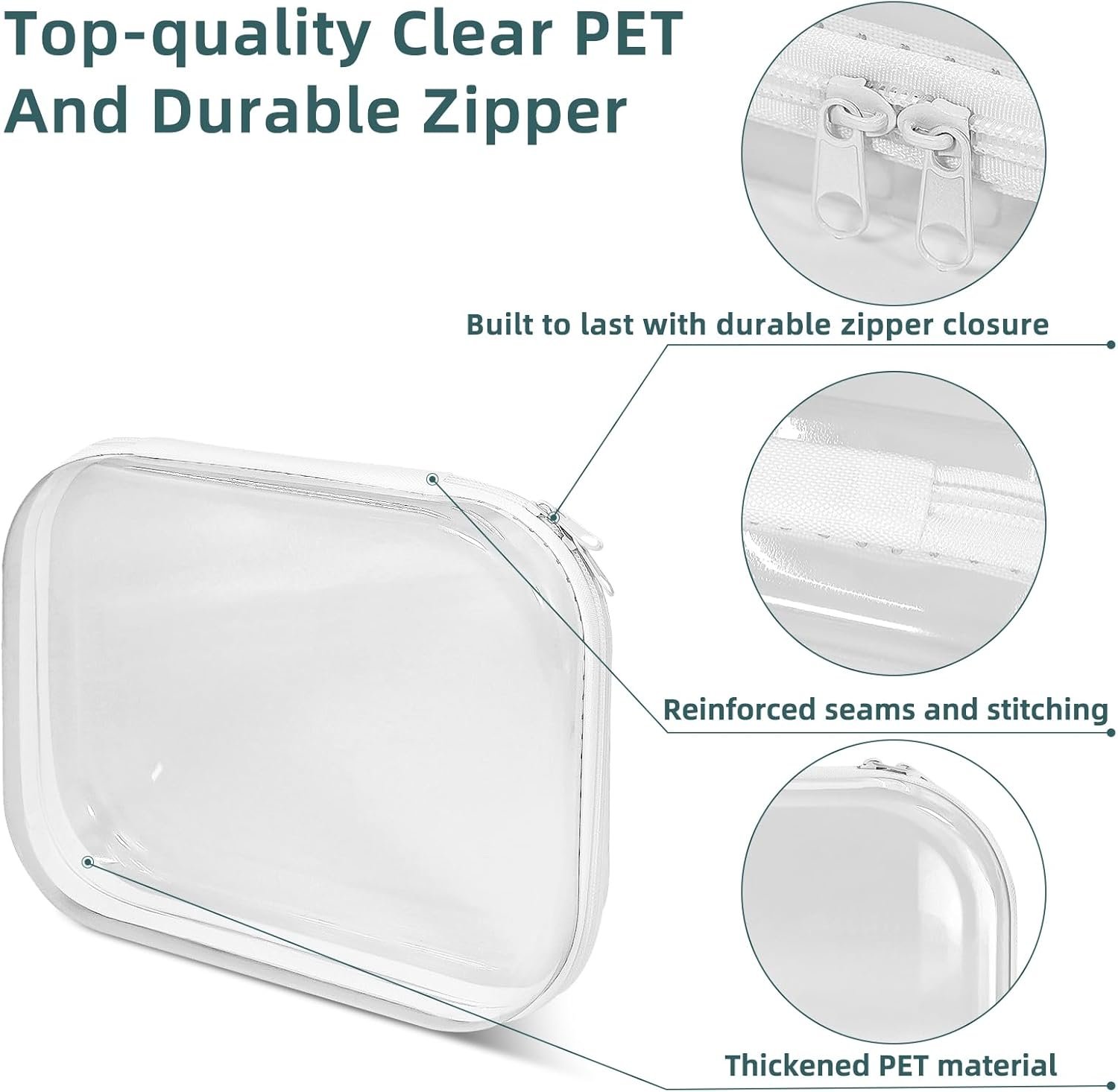 Private Label Clear Hard Shell Zipper Cases 3 Packs Custom Logo Plastic Hard Sided Zip Pouches 2 Small/1 Medium for Storage Diaper Bag Organizer Manufacturer