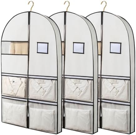 Custom Logo 3 Pack Travel Suit Bags Hanging Garment Bags with Clear Window Private Label Closet Organizer for Coats Jackets Dresses Durable Storage Manufacturer