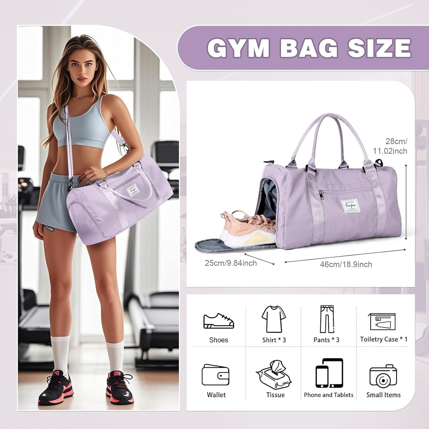 Private Label Weekender Duffel Bags for Women and Men Custom Logo Airplane Carry-On Travel Tote Overnight Luggage with Wet Pocket Shoe Compartment Sports Gym Dance Hospital Labor Delivery Manufacturer