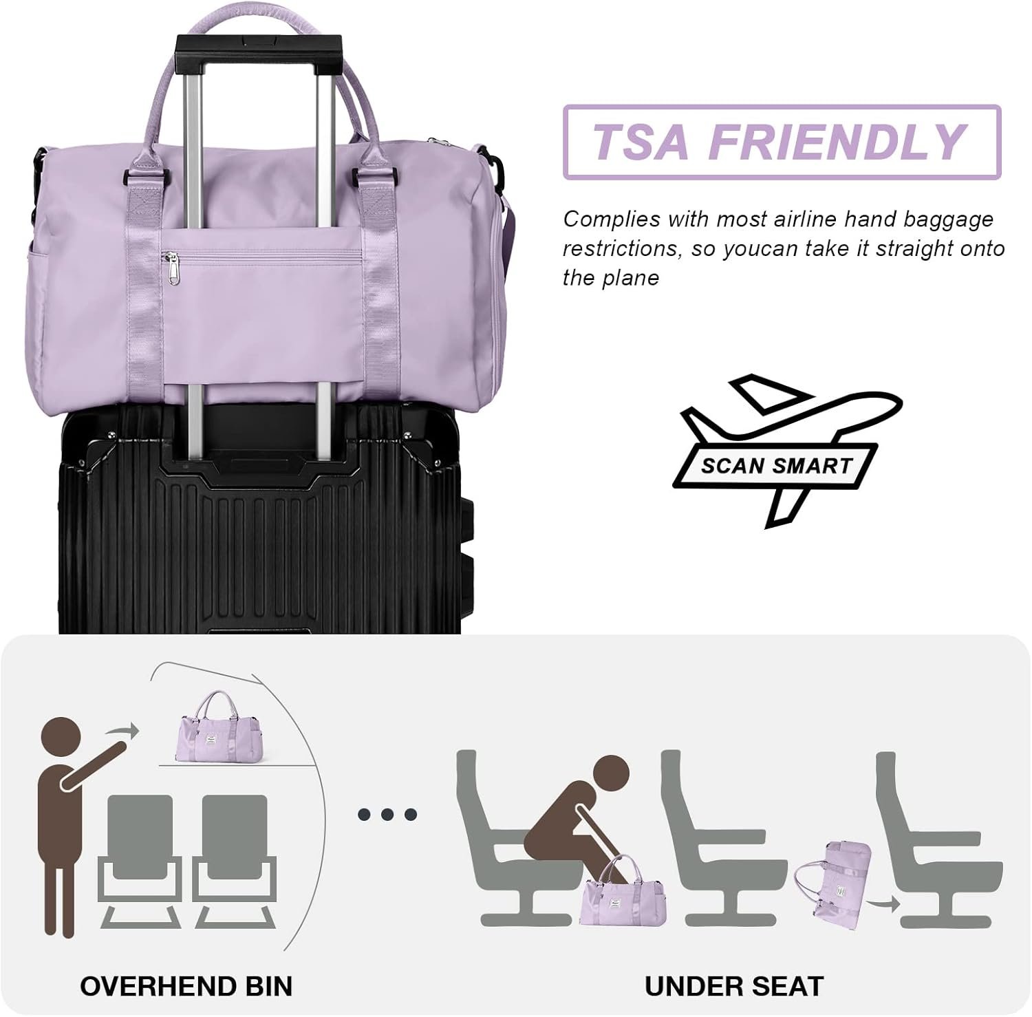 Private Label Weekender Duffel Bags for Women and Men Custom Logo Airplane Carry-On Travel Tote Overnight Luggage with Wet Pocket Shoe Compartment Sports Gym Dance Hospital Labor Delivery Manufacturer