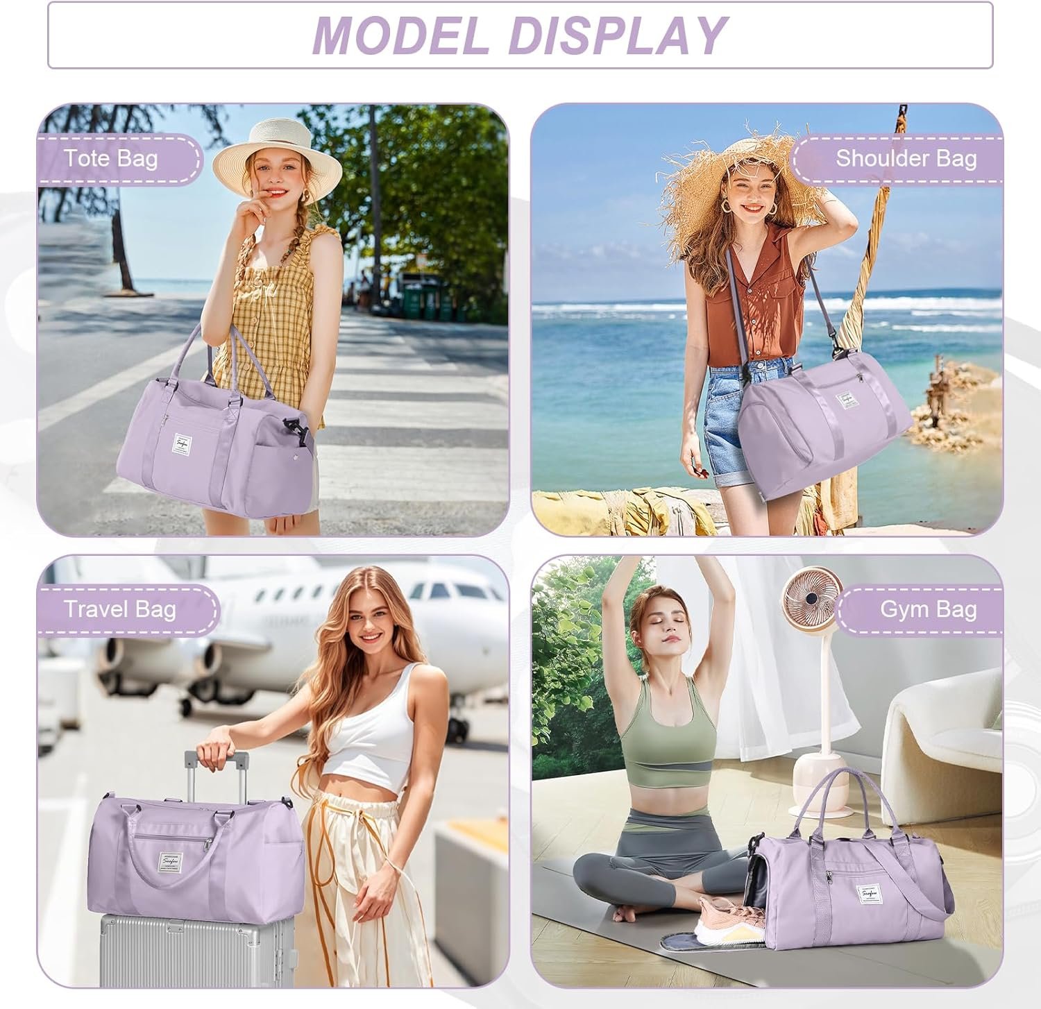 Private Label Weekender Duffel Bags for Women and Men Custom Logo Airplane Carry-On Travel Tote Overnight Luggage with Wet Pocket Shoe Compartment Sports Gym Dance Hospital Labor Delivery Manufacturer