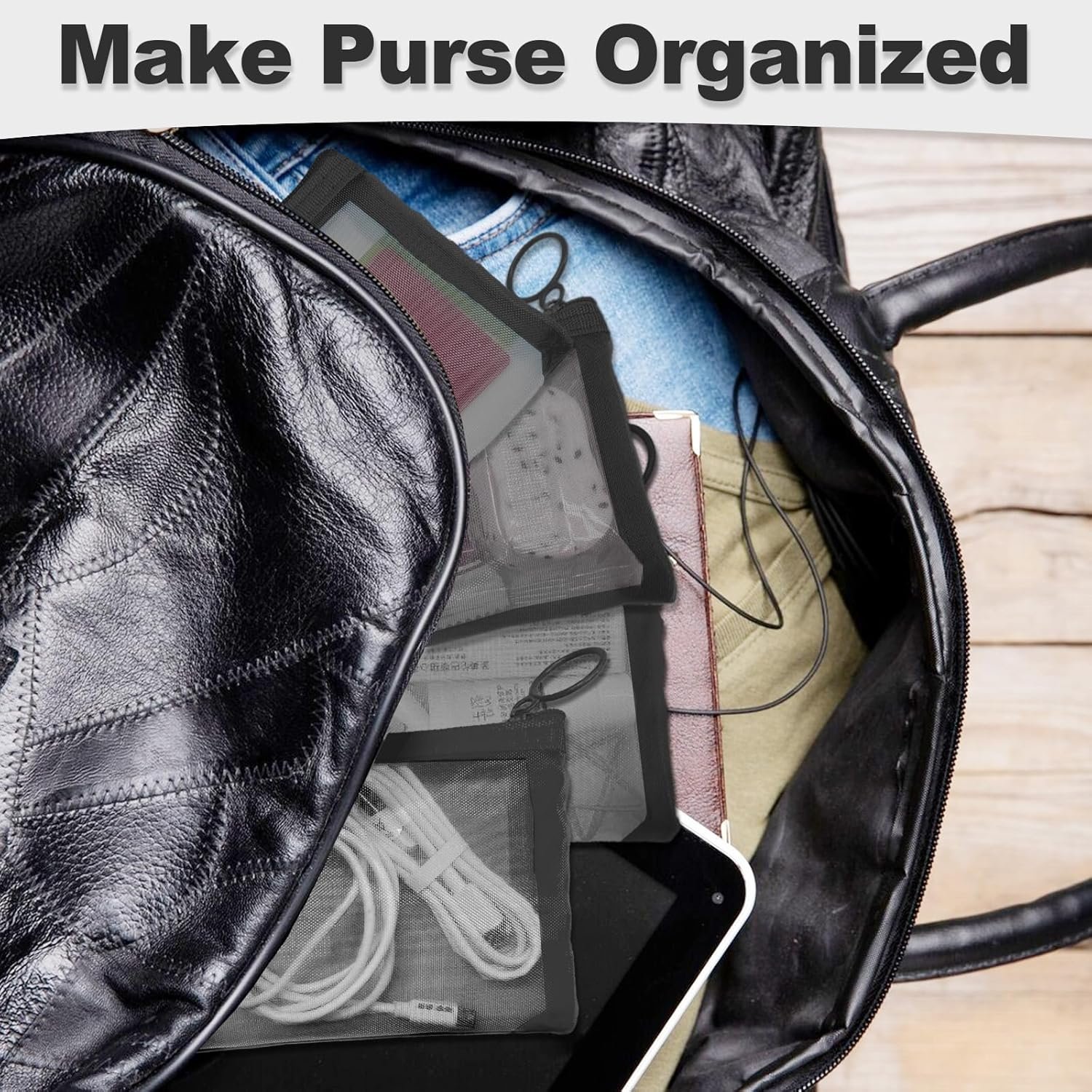 Private Label Mini Mesh Pouches 4 Pack Small Zipper Nylon Bags Custom Logo for Makeup Cosmetics Travel Purse Diaper Bag Organizers See Through Cute Black Manufacturer