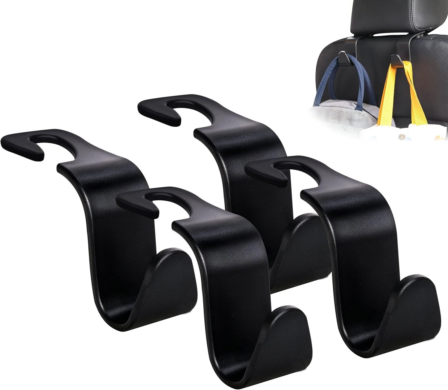 Private Label Car Seat Headrest Hook 4 Pack Custom Logo Hanger Storage Organizer for Handbag Purse Coat Universal Black S Type Manufacturer
