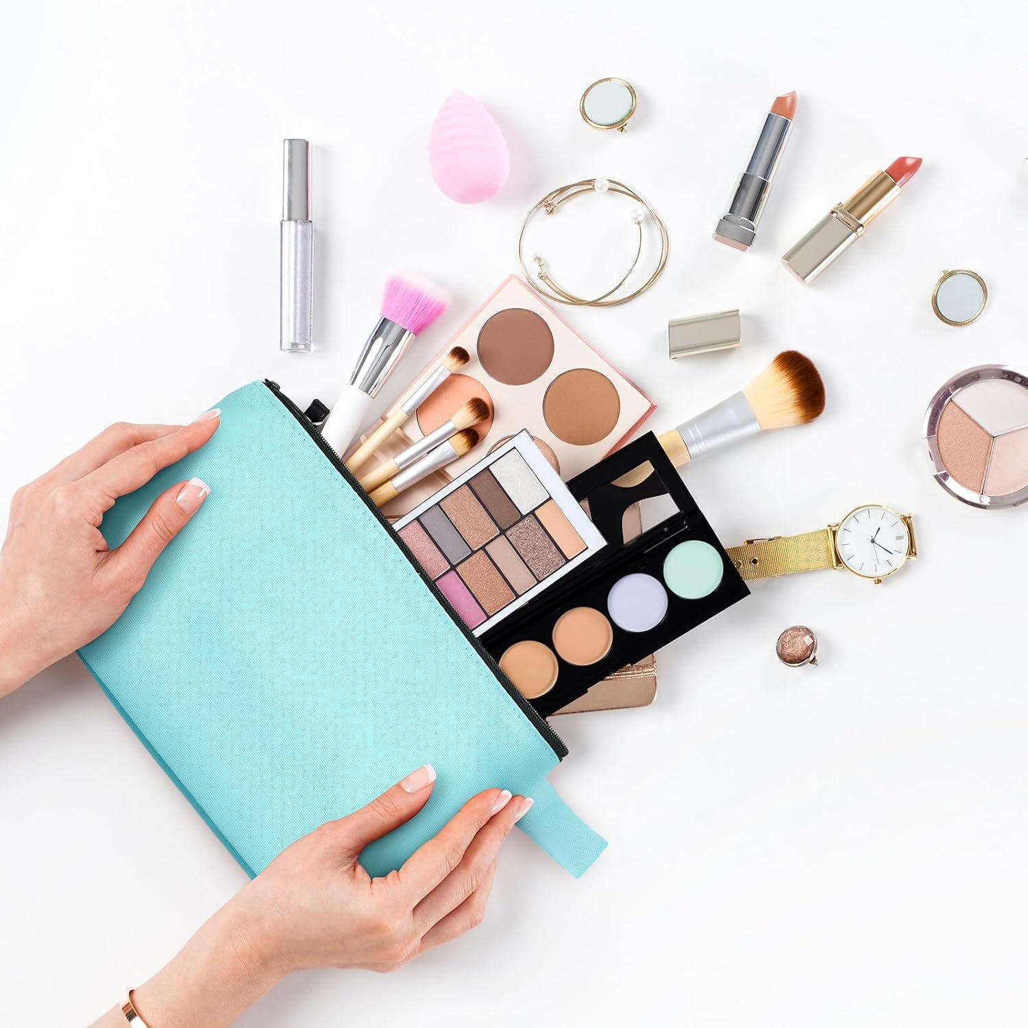 Private Label 30 Pcs Bulk Canvas Makeup Bags for Women Custom Logo Small Travel Zipper Cosmetic Pouches Blank DIY Multipurpose Toiletry Pencil Cases Manufacturer 8.7 x 5 x 1.8 Inch