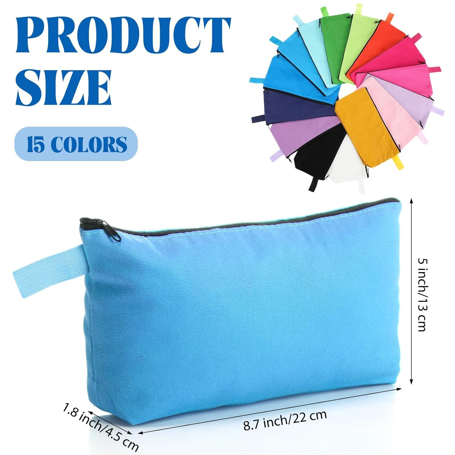 Private Label 30 Pcs Bulk Canvas Makeup Bags for Women Custom Logo Small Travel Zipper Cosmetic Pouches Blank DIY Multipurpose Toiletry Pencil Cases Manufacturer 8.7 x 5 x 1.8 Inch