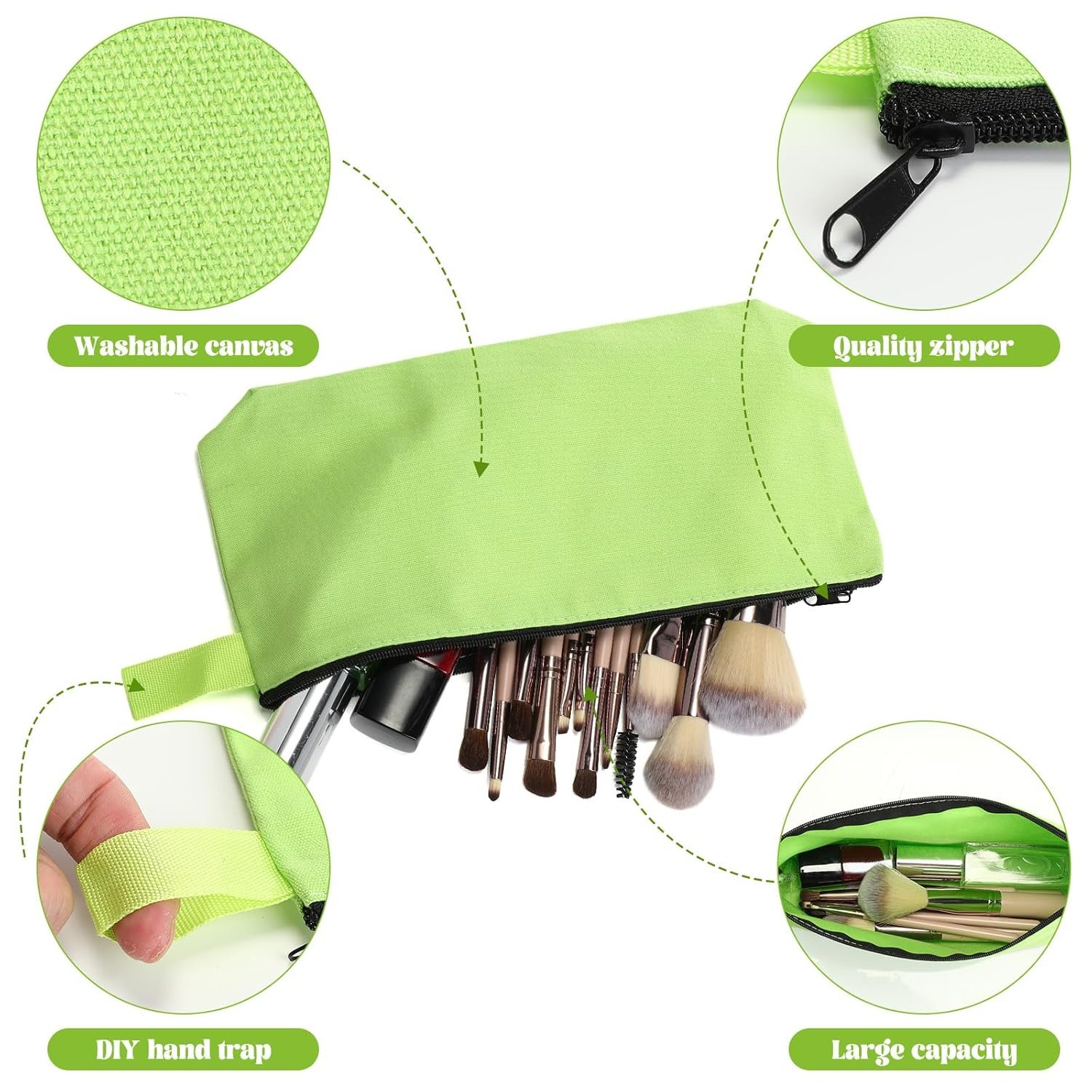 Private Label 30 Pcs Bulk Canvas Makeup Bags for Women Custom Logo Small Travel Zipper Cosmetic Pouches Blank DIY Multipurpose Toiletry Pencil Cases Manufacturer 8.7 x 5 x 1.8 Inch