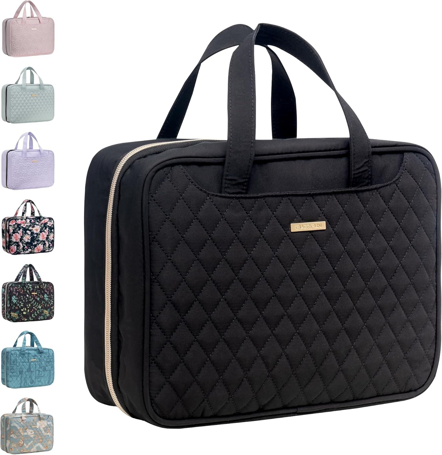 Private Label Hanging Toiletry Bag for Travel 12x9x4.5 Inch Large Capacity Cosmetic Organizer with Custom Logo Leakproof Wet/Dry Compartment Waterproof Dopp Kit for Women Black Manufacturer