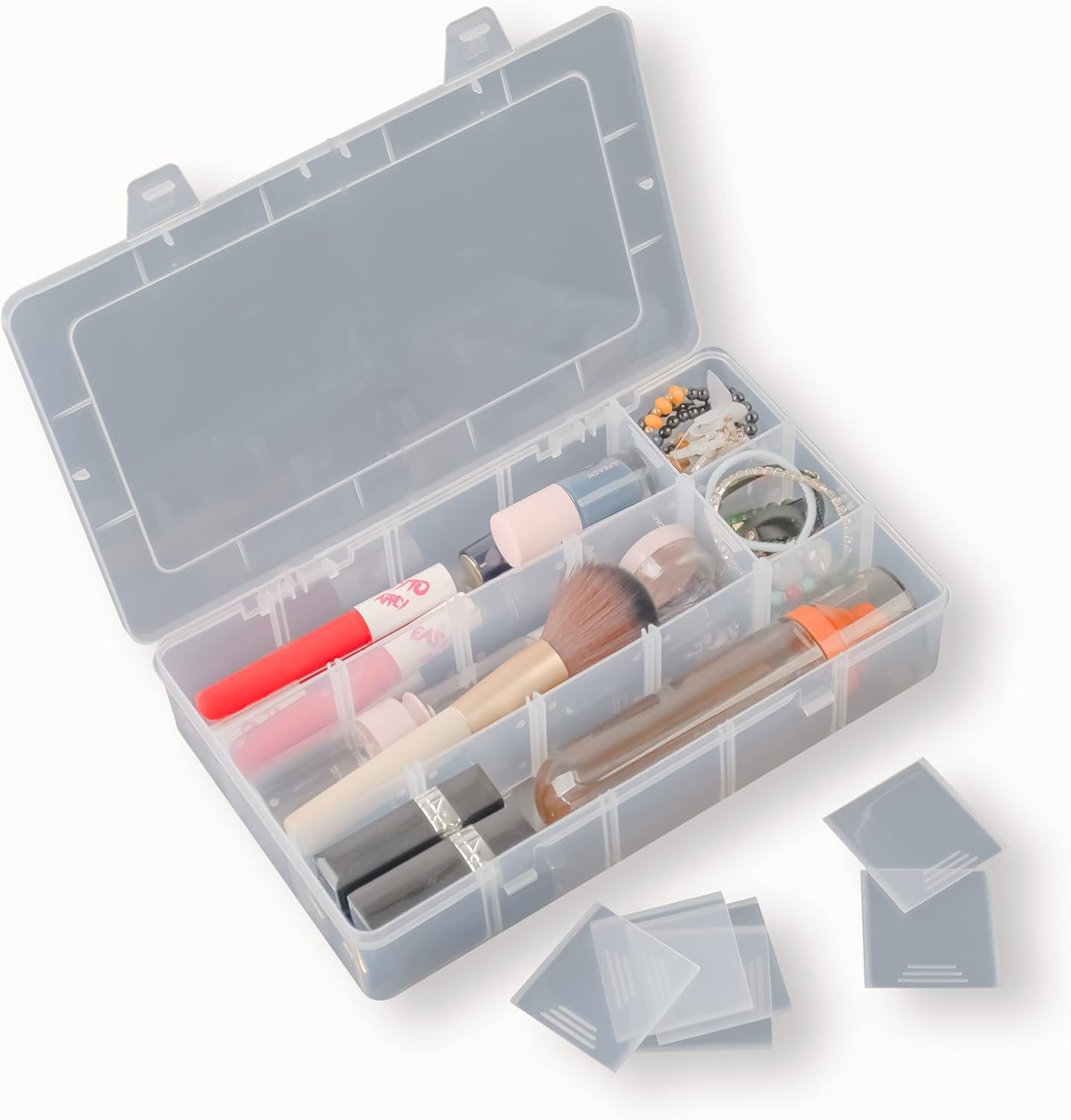 Private Label 2 Pack Custom Logo Plastic Small Crafts Storage Boxes with Adjustable Dividers (15 Grid) Manufacturer