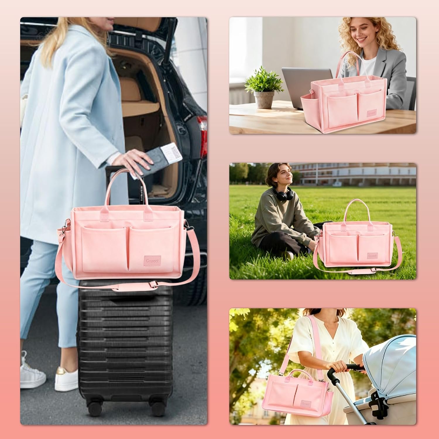 Private Label Canvas Tote Bag for Women with Pockets Laptop Compartment Custom Logo Work Crossbody Shoulder Everyday Satchel Manufacturer