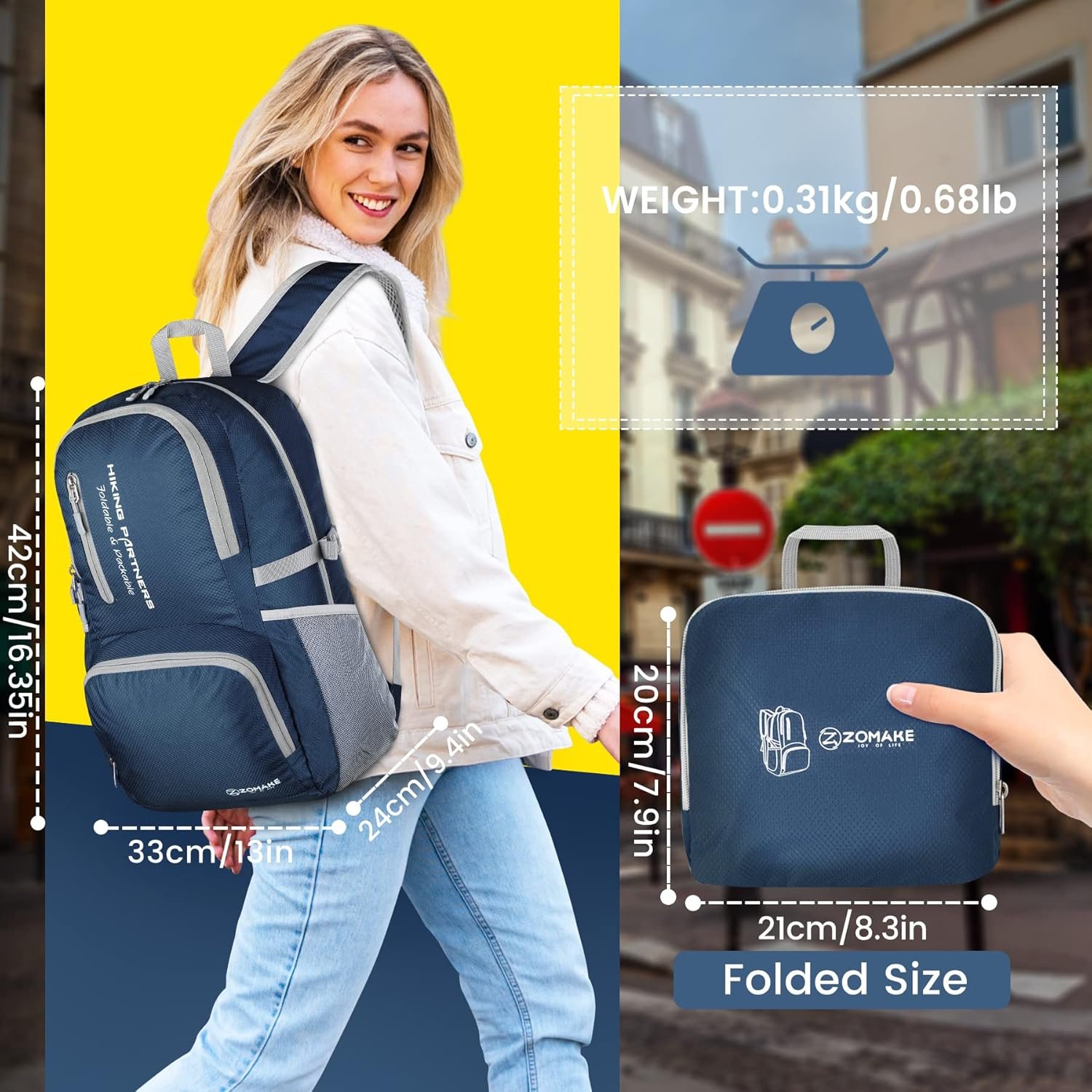 Custom Logo 35L Lightweight Packable Backpack Private Label Water Resistant Foldable Hiking Daypack Manufacturer Navy Blue Custom Logo 35L Lightweight Packable Backpack Private Label Water Resistant Foldable Hiking Daypack Manufacturer Navy Blue