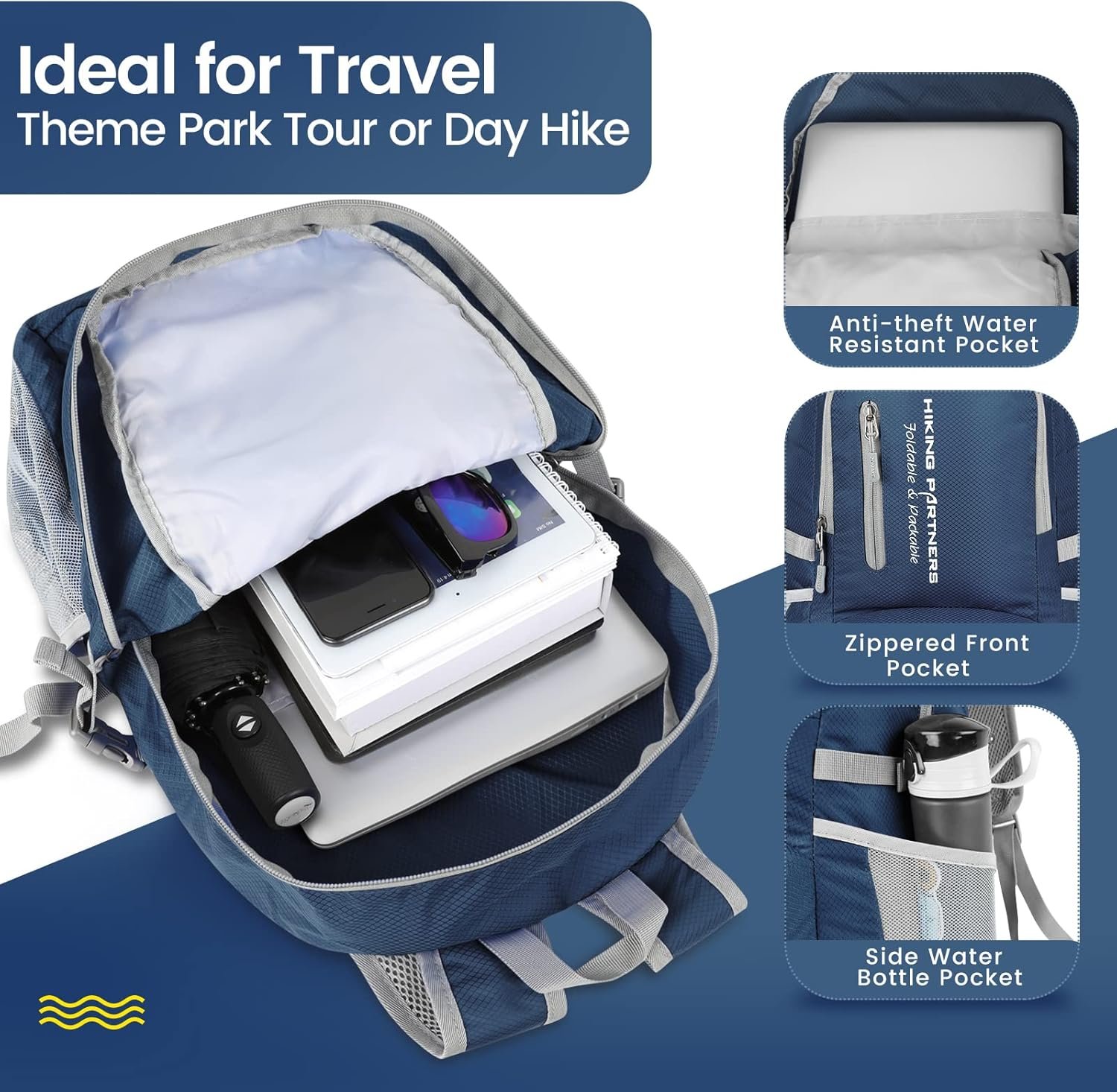 Custom Logo 35L Lightweight Packable Backpack Private Label Water Resistant Foldable Hiking Daypack Manufacturer Navy Blue Custom Logo 35L Lightweight Packable Backpack Private Label Water Resistant Foldable Hiking Daypack Manufacturer Navy Blue