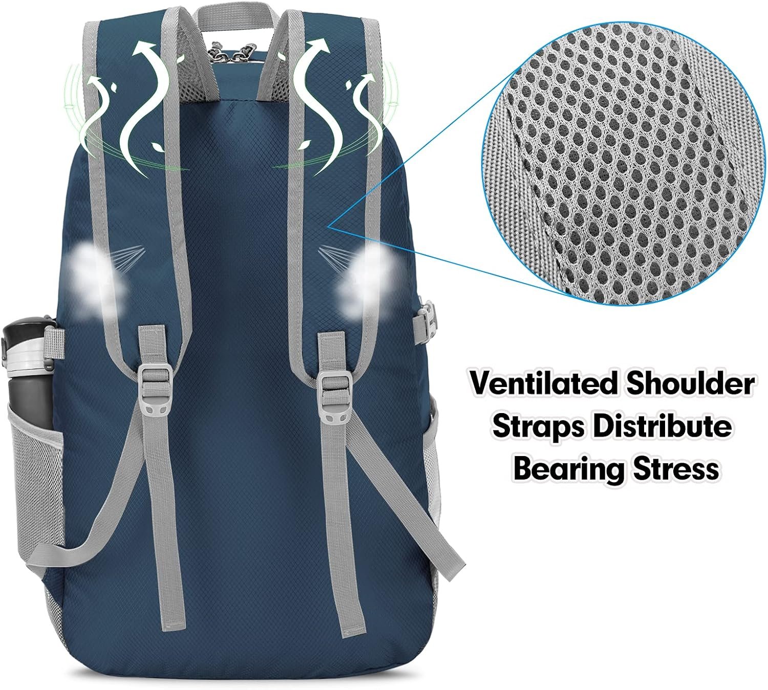 Custom Logo 35L Lightweight Packable Backpack Private Label Water Resistant Foldable Hiking Daypack Manufacturer Navy Blue Custom Logo 35L Lightweight Packable Backpack Private Label Water Resistant Foldable Hiking Daypack Manufacturer Navy Blue