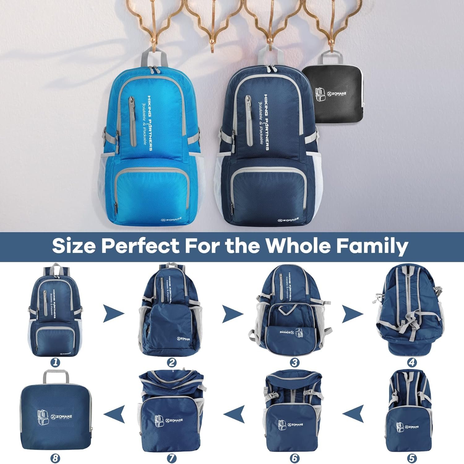 Custom Logo 35L Lightweight Packable Backpack Private Label Water Resistant Foldable Hiking Daypack Manufacturer Navy Blue Custom Logo 35L Lightweight Packable Backpack Private Label Water Resistant Foldable Hiking Daypack Manufacturer Navy Blue