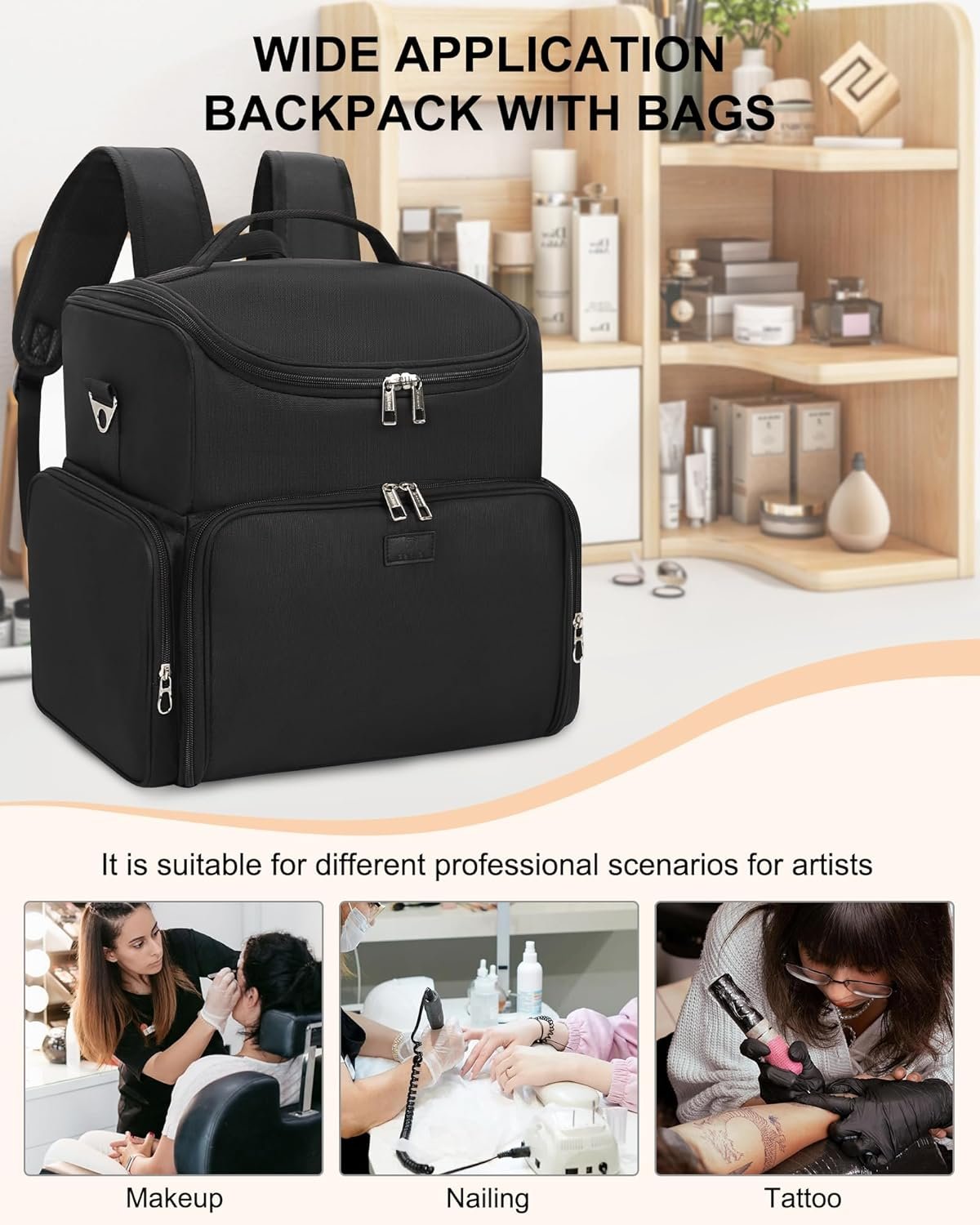 Custom Logo Tattoo Backpack with 4 Removable Pouches, Private Label Tattoo Travel Case with 3 Detachable Dividers, Waterproof Tattoo Carrying Case for Stencil Printer, Equipment and Supplies - Black from Manufacturer Custom Logo Tattoo Backpack with 4 Removable Pouches, Private Label Tattoo Travel Case with 3 Detachable Dividers, Waterproof Tattoo Carrying Case for Stencil Printer, Equipment and Supplies - Black from Manufacturer