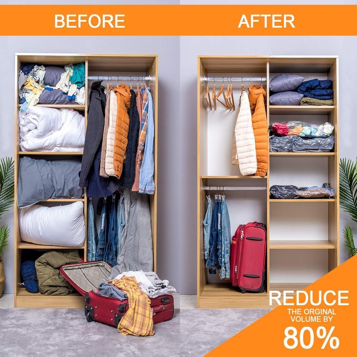 Factory Direct Vacuum Storage Bags, Private Label Space Saver Seal Bags for Clothing Blankets Comforters Pillows Travel Luggage, Custom Logo 24 Combo EPUMP