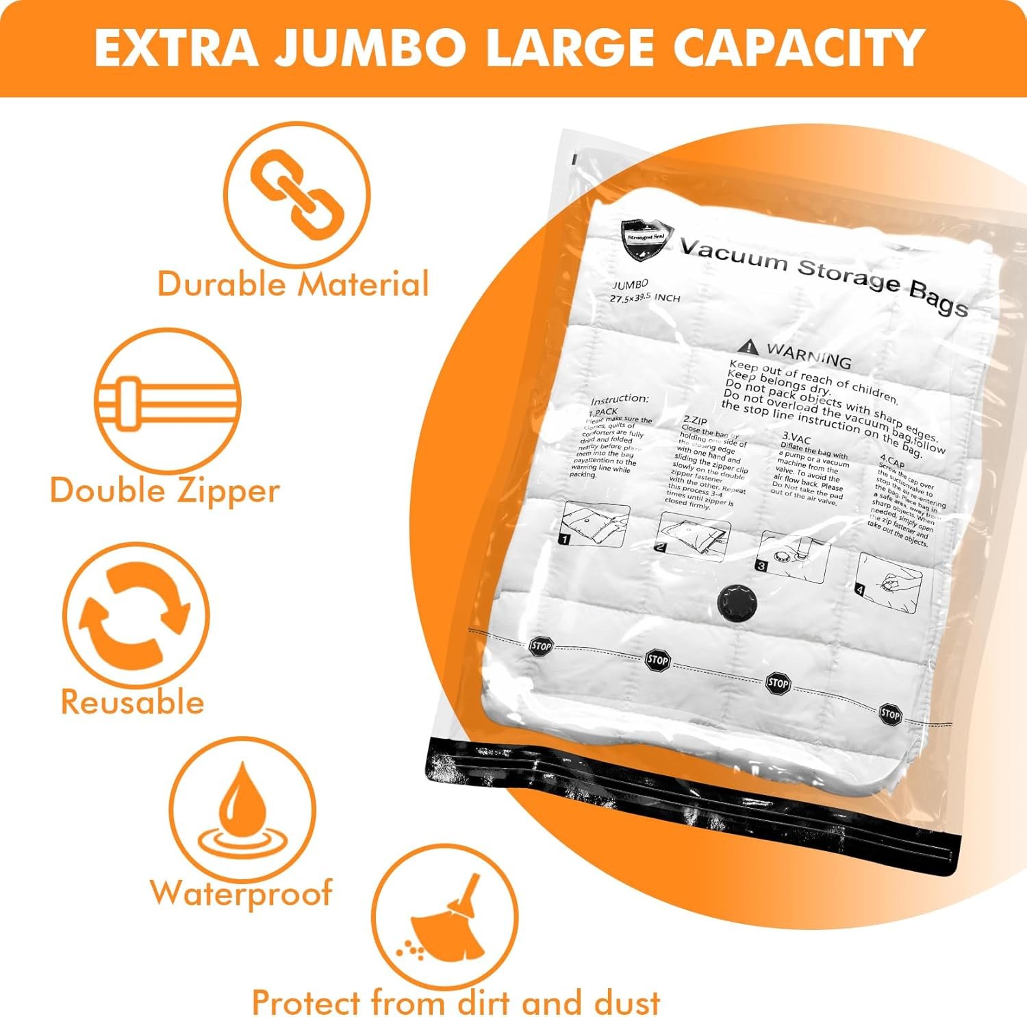 Factory Direct Vacuum Storage Bags, Private Label Space Saver Seal Bags for Clothing Blankets Comforters Pillows Travel Luggage, Custom Logo 24 Combo EPUMP