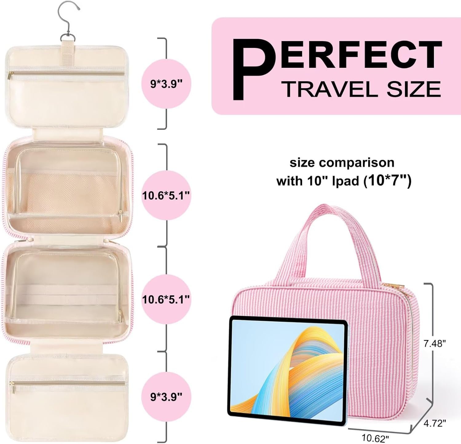 Custom Logo Travel Hanging Toiletry Bag Personalized Initial Private Label Toiletry Pouch Birthday Gifts Women Mom Daughter Sister Friends Cruise Essentials Purple M Factory