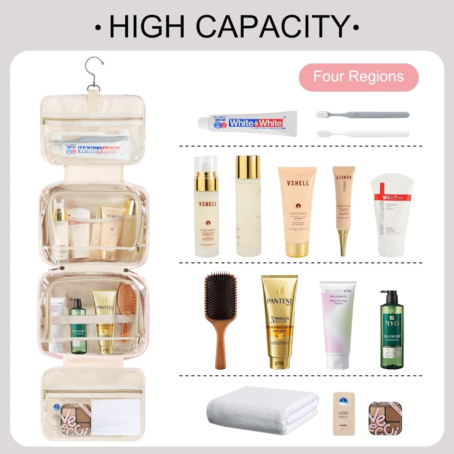 Custom Logo Travel Hanging Toiletry Bag Personalized Initial Private Label Toiletry Pouch Birthday Gifts Women Mom Daughter Sister Friends Cruise Essentials Purple M Factory