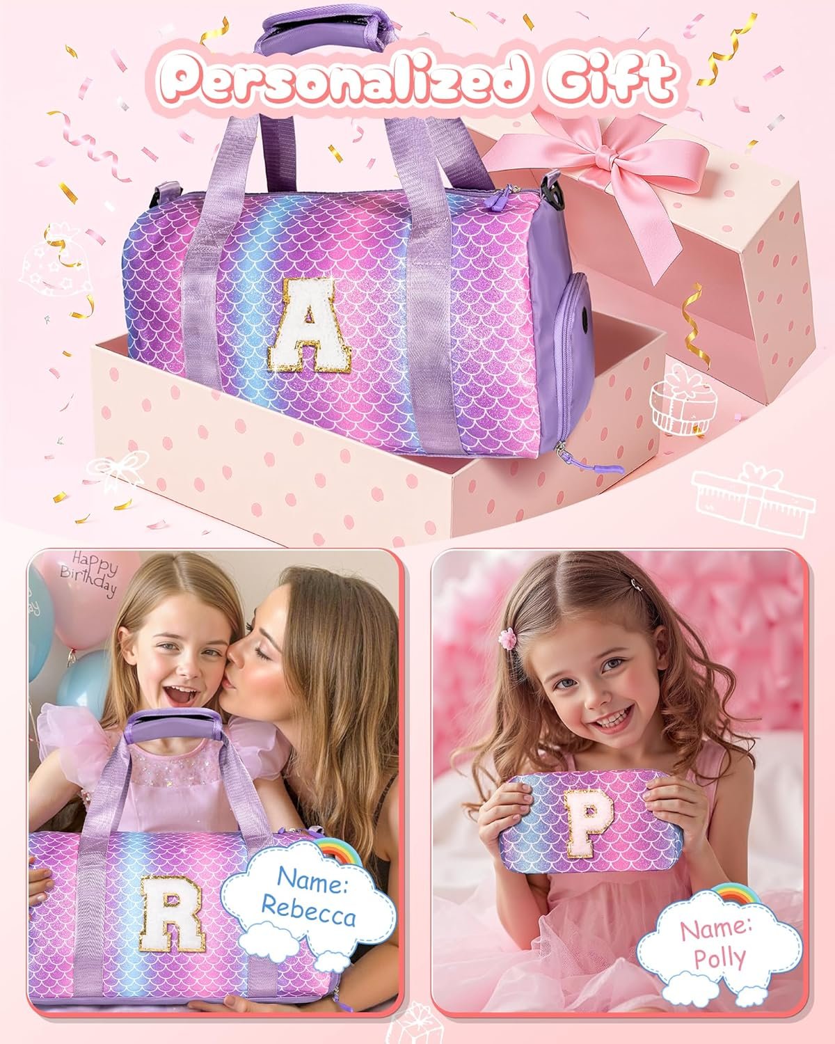 Custom Logo Girl Gym Bag with Shoe Compartment & Makeup Pouch - Private Label Kid Dance Bags for Ages 3-12 Years Old - Easter Basket Stuffers & Birthday Gifts for Teenage Girls Daughters Granddaughters (Letter A) Manufacturer Custom Logo Girl Gym Bag with Shoe Compartment & Makeup Pouch - Private Label Kid Dance Bags for Ages 3-12 Years Old - Easter Basket Stuffers & Birthday Gifts for Teenage Girls Daughters Granddaughters (Letter A) Manufacturer