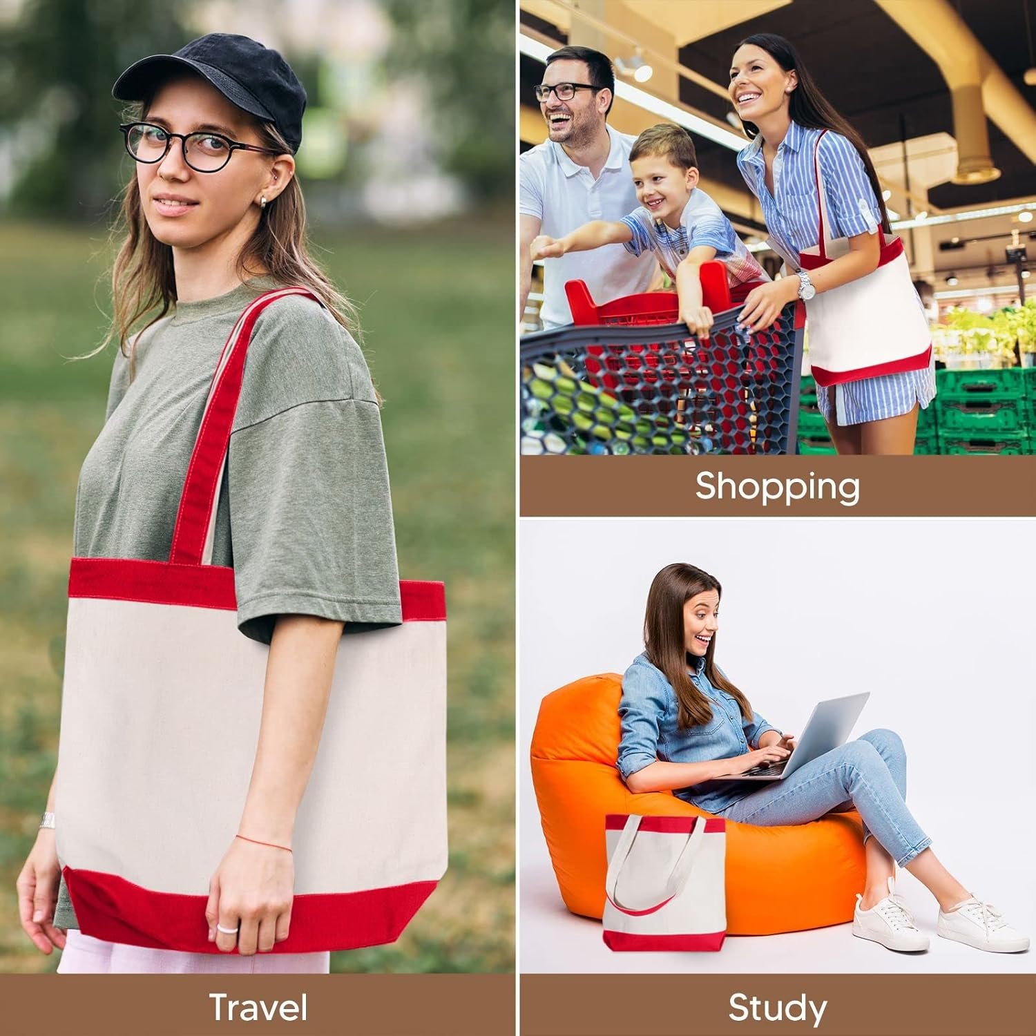 Private Label Heavy Duty Canvas Tote Bag with Handles for Women Reusable Blank Cotton for Groceries Shopping DIY Custom Logo 16