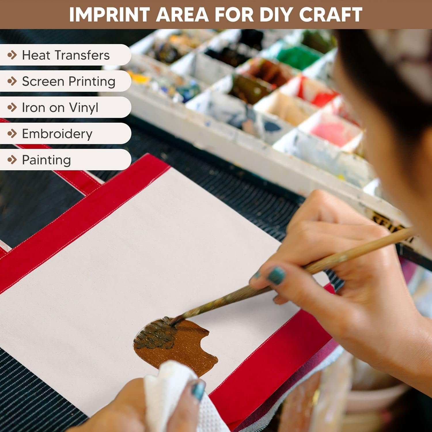 Private Label Heavy Duty Canvas Tote Bag with Handles for Women Reusable Blank Cotton for Groceries Shopping DIY Custom Logo 16