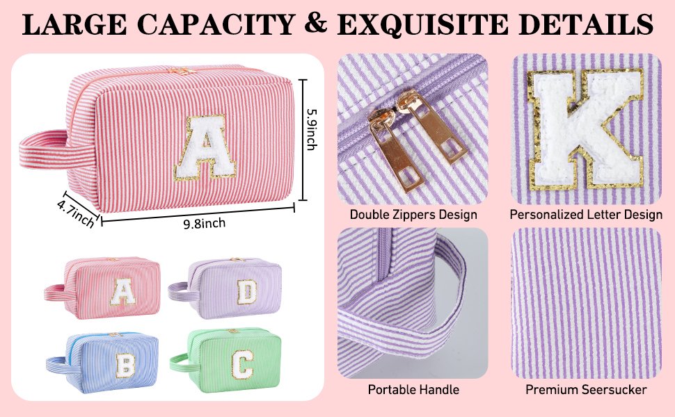 Custom Logo Personalized Initial Makeup Bag A-Z Preppy Cosmetic Toiletry Bag for Women Private Label Easter Birthday Gifts for Kids Teen Girls Teachers Pink E Factory Custom Logo Personalized Initial Makeup Bag A-Z Preppy Cosmetic Toiletry Bag for Women Private Label Easter Birthday Gifts for Kids Teen Girls Teachers Pink E Factory
