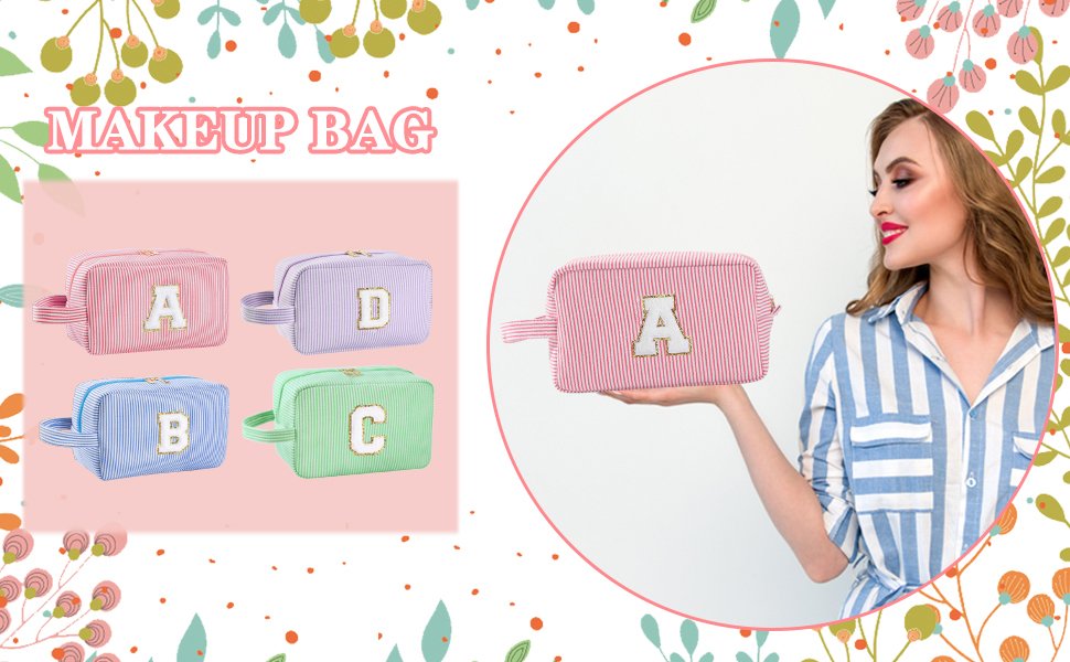 Custom Logo Personalized Initial Makeup Bag A-Z Preppy Cosmetic Toiletry Bag for Women Private Label Easter Birthday Gifts for Kids Teen Girls Teachers Pink E Factory Custom Logo Personalized Initial Makeup Bag A-Z Preppy Cosmetic Toiletry Bag for Women Private Label Easter Birthday Gifts for Kids Teen Girls Teachers Pink E Factory