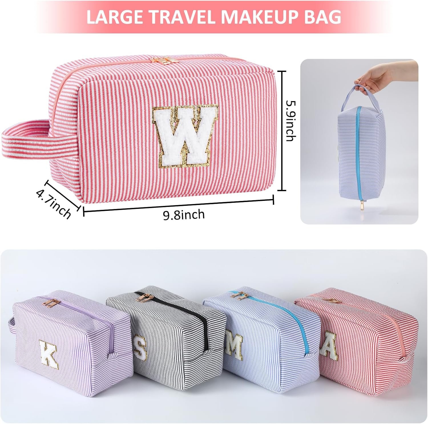 Custom Logo Personalized Initial Makeup Bag A-Z Preppy Cosmetic Toiletry Bag for Women Private Label Easter Birthday Gifts for Kids Teen Girls Teachers Pink E Factory Custom Logo Personalized Initial Makeup Bag A-Z Preppy Cosmetic Toiletry Bag for Women Private Label Easter Birthday Gifts for Kids Teen Girls Teachers Pink E Factory