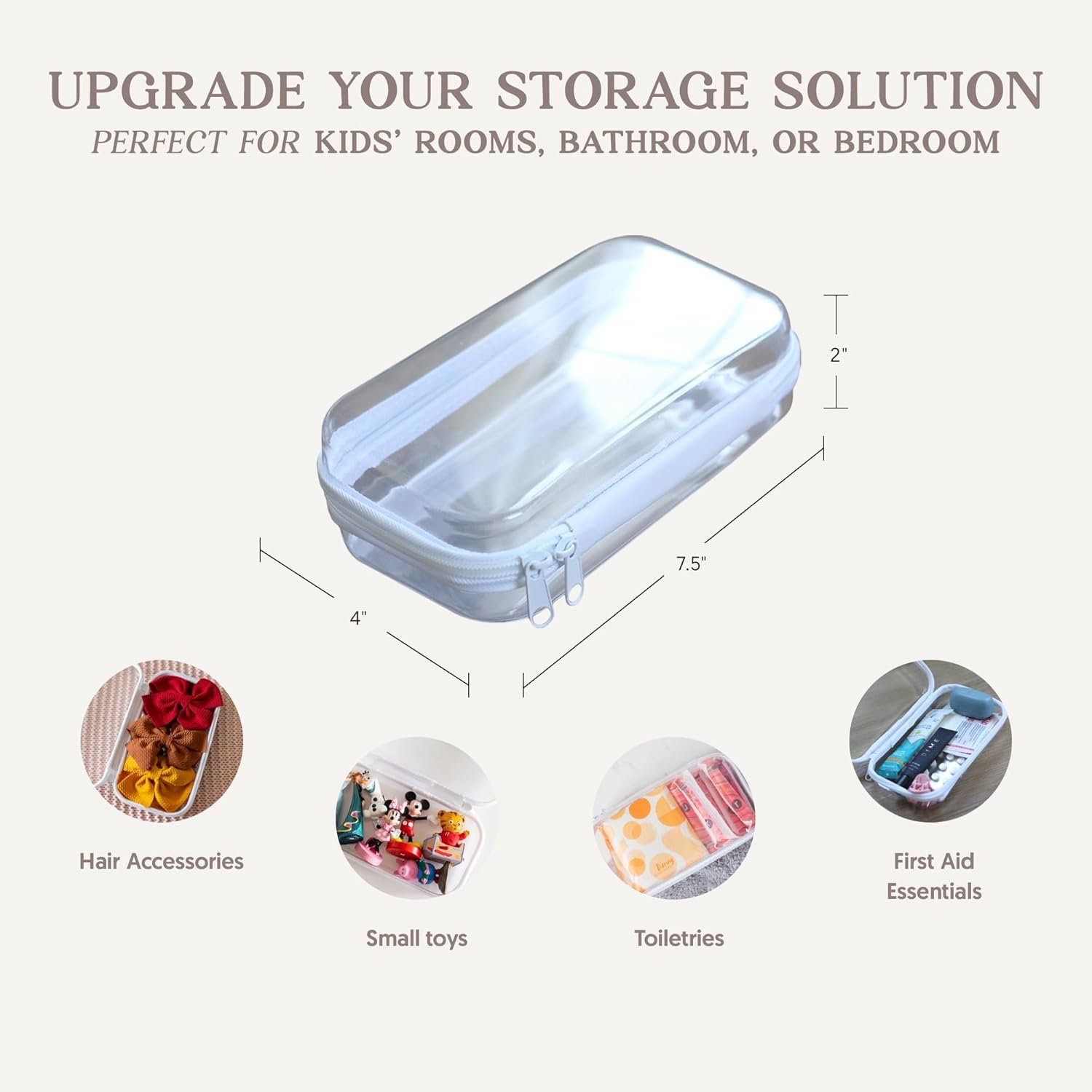 Custom Logo Hard-Sided Clear Zipper Storage Cases - Private Label Professional-Grade Plastic Pencil Toiletry Travel Cosmetic Toy Organizers Direct from Factory (2 Pack, S)