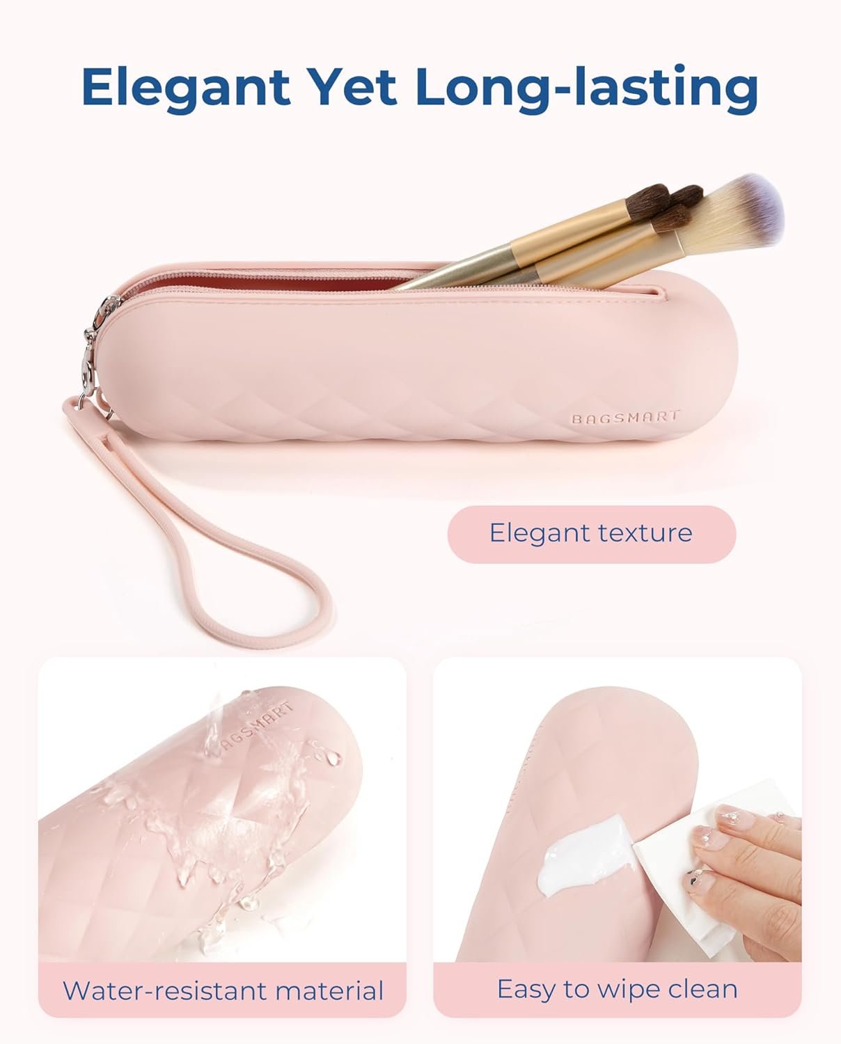 Custom Logo Small Silicone Makeup Brush Holder Bag Soft Portable Travel Organizer for Purse Face Brushes Private Label Factory Pink