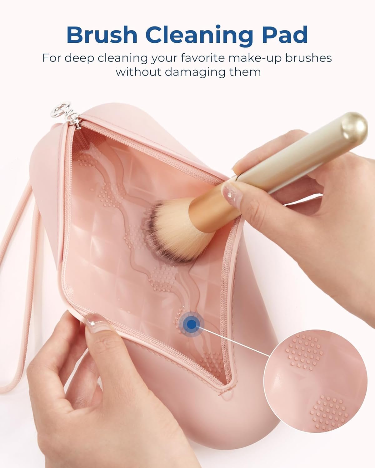 Custom Logo Small Silicone Makeup Brush Holder Bag Soft Portable Travel Organizer for Purse Face Brushes Private Label Factory Pink