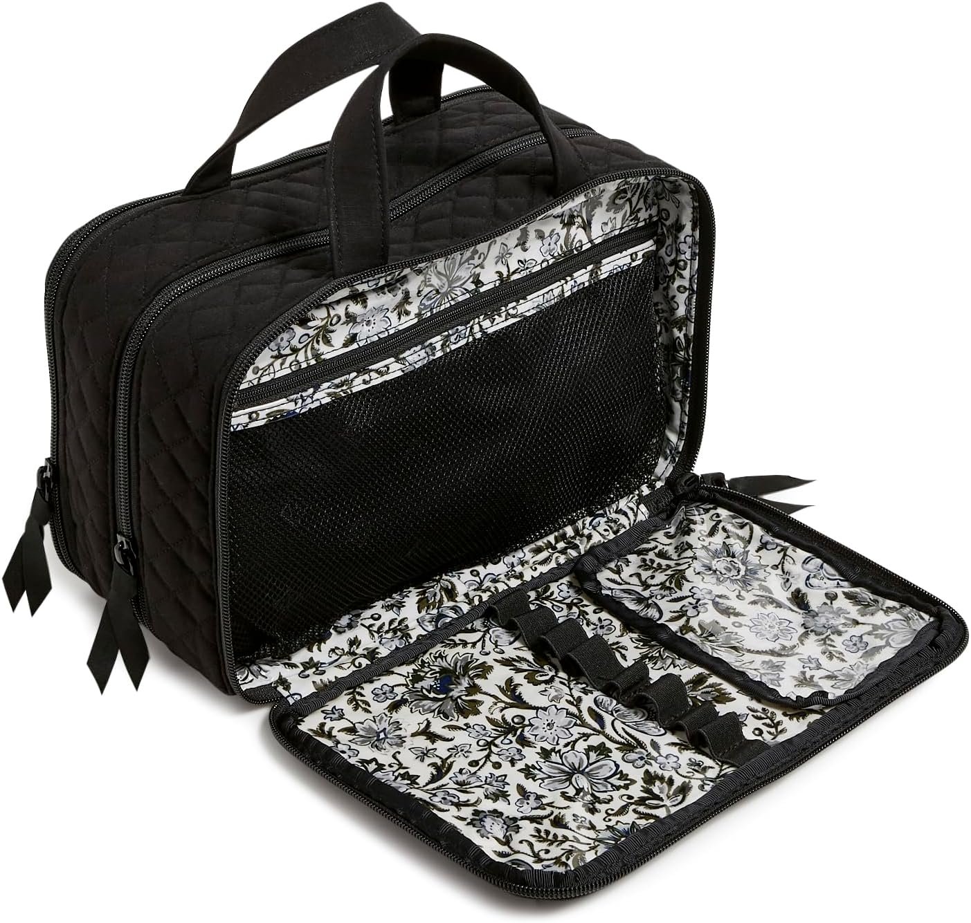 Custom Logo Cotton Ultimate Travel Makeup Organizer Private Label Case Black Manufacturer