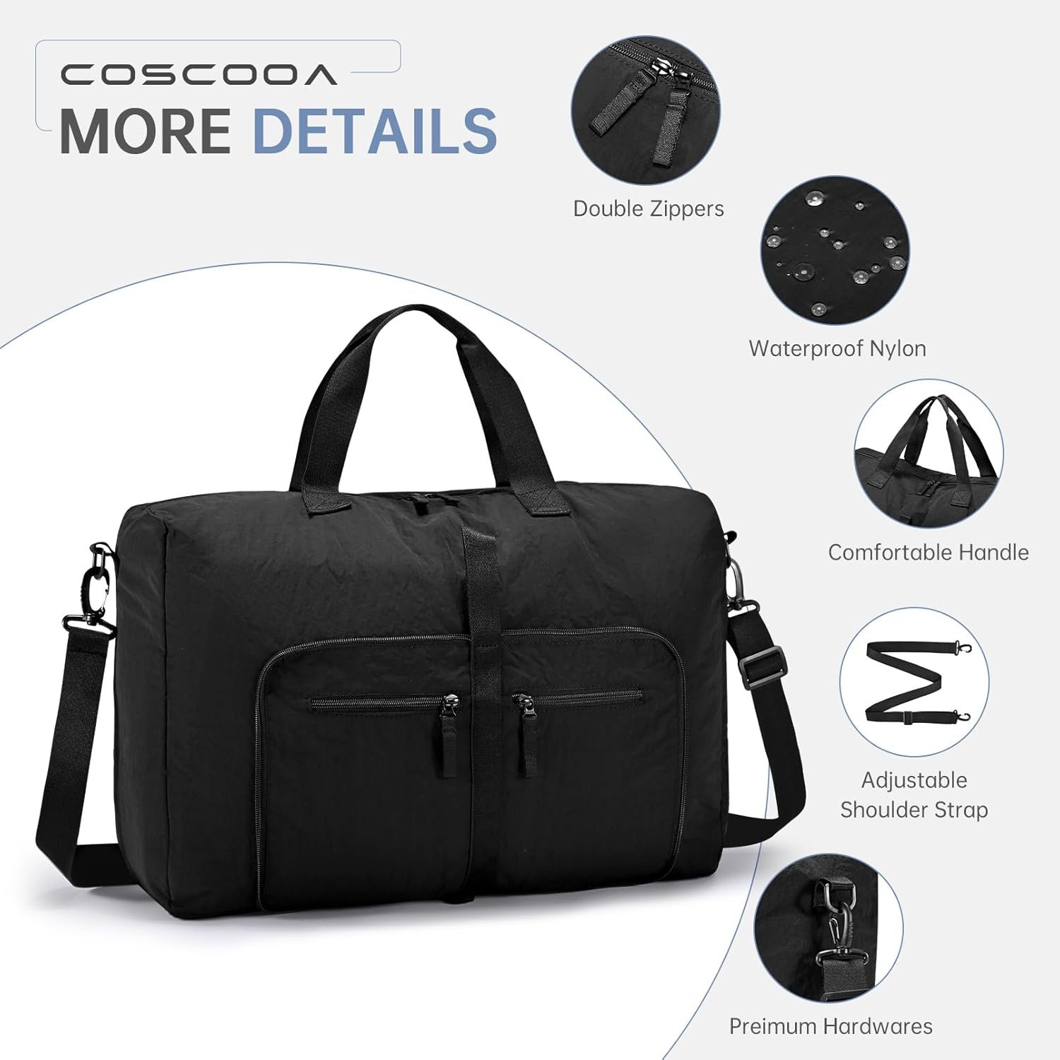 Private Label Lightweight Carry On Bag 55x40x20 cm Airline Personal Item Manufacturer 22x14x9 Luggage 45L Foldable Waterproof Travel Duffel Weekender Overnight Custom Logo