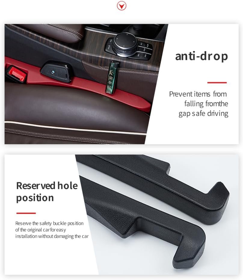 Custom Logo 2PCS Car Seat Gap Filler - Private Label Organizer for Phone Keys Purse - Universal Gap Filler Fits Car Truck SUV Interior Accessories by Manufacturer Black
