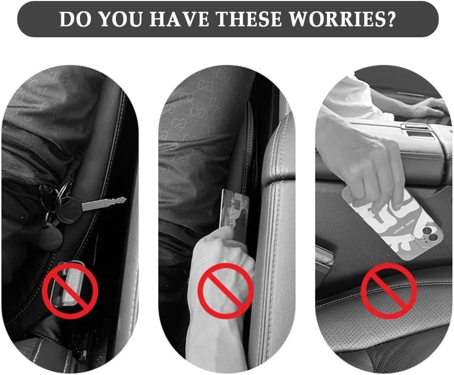 Custom Logo 2PCS Car Seat Gap Filler - Private Label Organizer for Phone Keys Purse - Universal Gap Filler Fits Car Truck SUV Interior Accessories by Manufacturer Black
