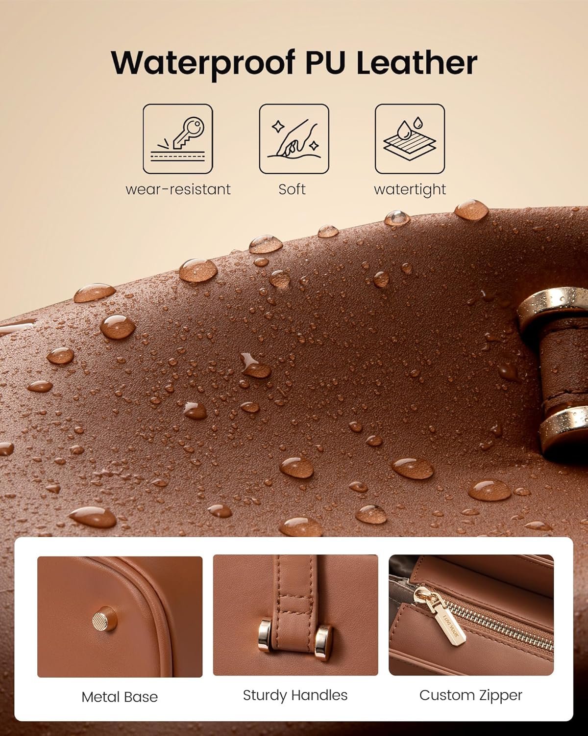 Custom Logo Laptop Tote Bag for Women Private Label Work Tote with Zipper Leather Laptop Bag with Computer Compartment Manufacturer