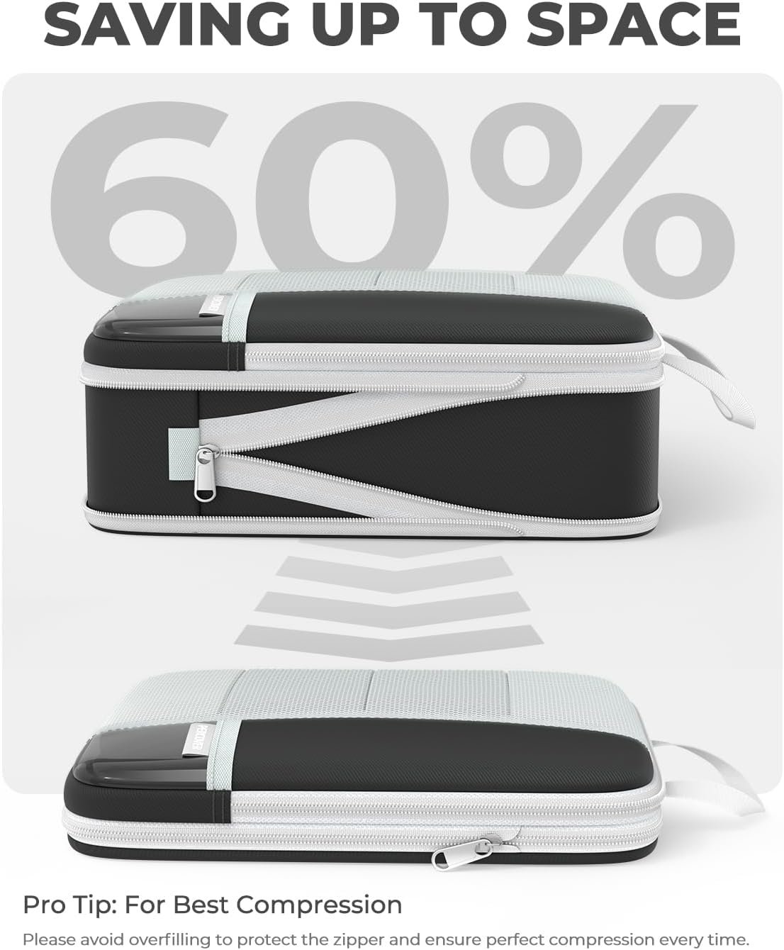 Private Label Compression Packing Cubes 8-Piece Set, Custom Logo Travel Organizer with Laundry Bag & Shoe Bag for Carry On & Checked Luggage by Manufacturer, Black