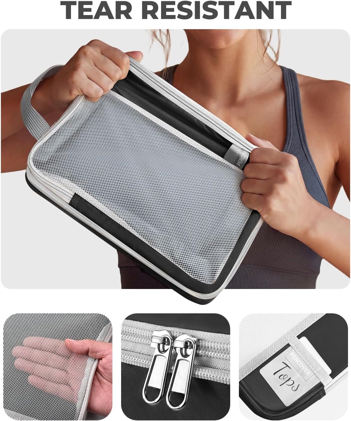 Private Label Compression Packing Cubes 8-Piece Set, Custom Logo Travel Organizer with Laundry Bag & Shoe Bag for Carry On & Checked Luggage by Manufacturer, Black