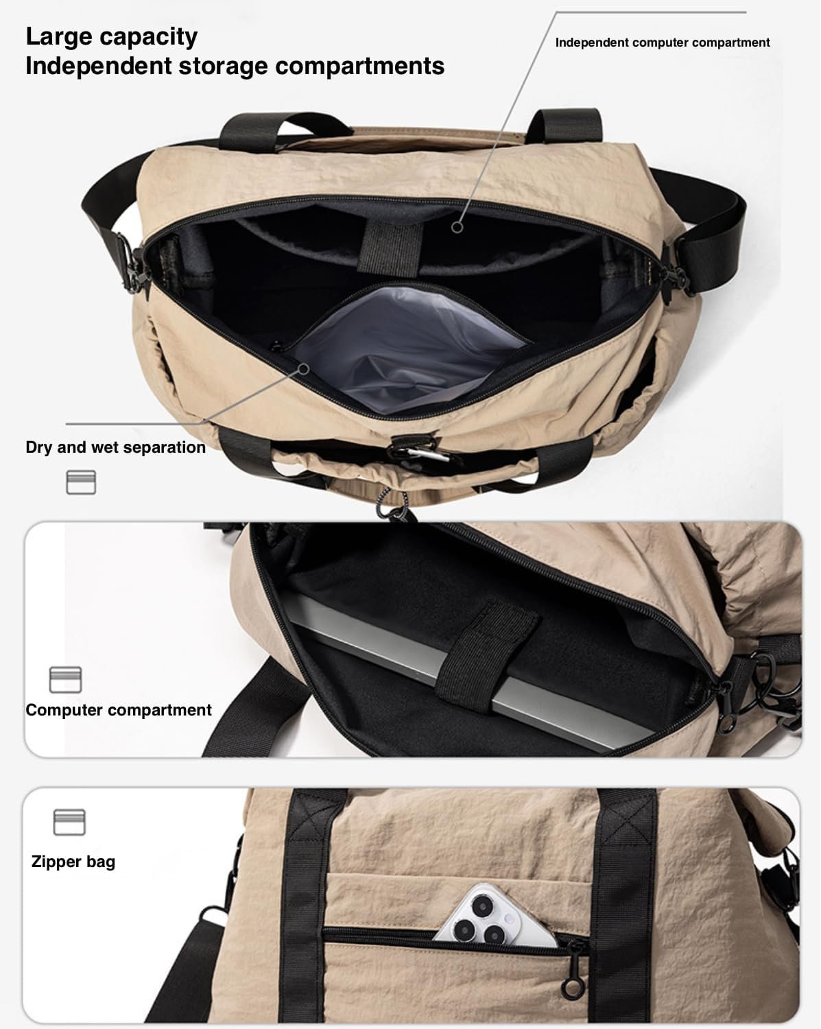 Private Label Large Tote Bag for Women with Custom Logo Travel Work Gym Shoulder Crossbody Nylon Zipper Manufacturer Private Label Large Tote Bag for Women with Custom Logo Travel Work Gym Shoulder Crossbody Nylon Zipper Manufacturer