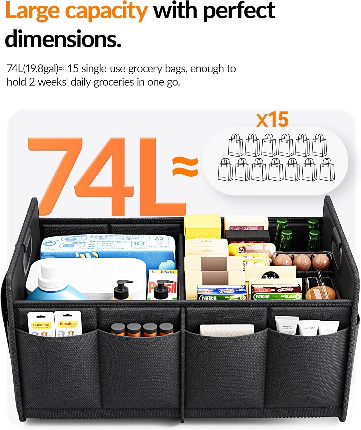 Custom Logo Trunk Organizer, Private Label Reinforced Handles Collapsible 2-Compartment Car Storage, Foldable Waterproof Sturdy 600D Oxford Polyester for SUV Mini-Van, Black Manufacturer Custom Logo Trunk Organizer, Private Label Reinforced Handles Collapsible 2-Compartment Car Storage, Foldable Waterproof Sturdy 600D Oxford Polyester for SUV Mini-Van, Black Manufacturer